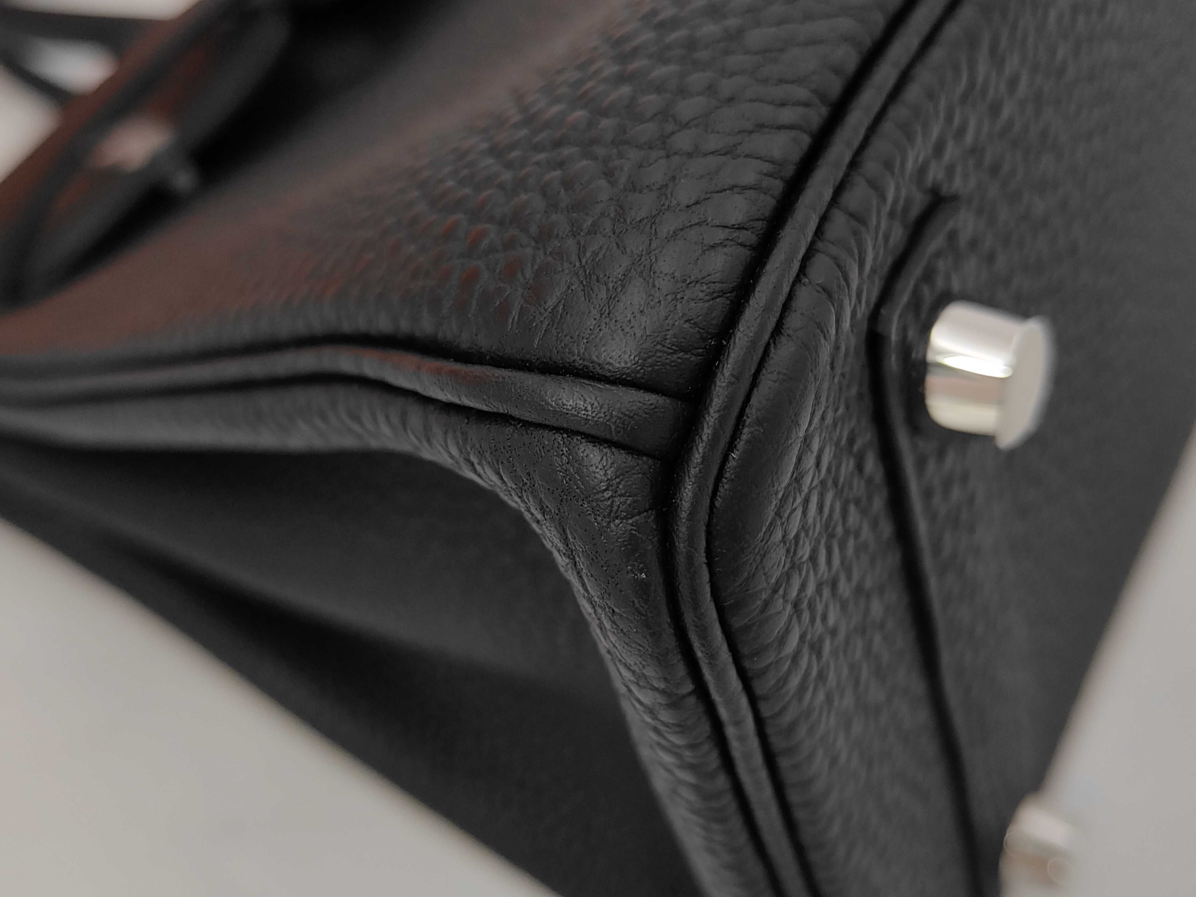 Birkin 25 Black Togo Leather Handbag with Silver Hardware and G Stamp — view 3