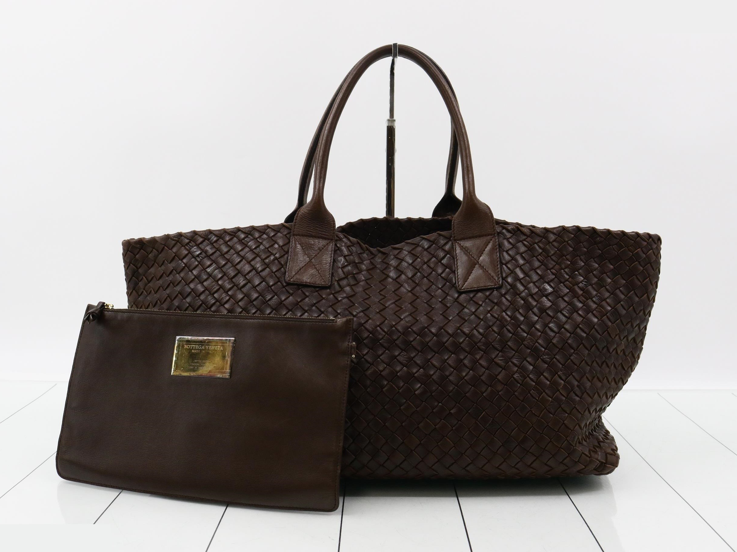 Intrecciato Cabas Tote Bag, Leather, Brown