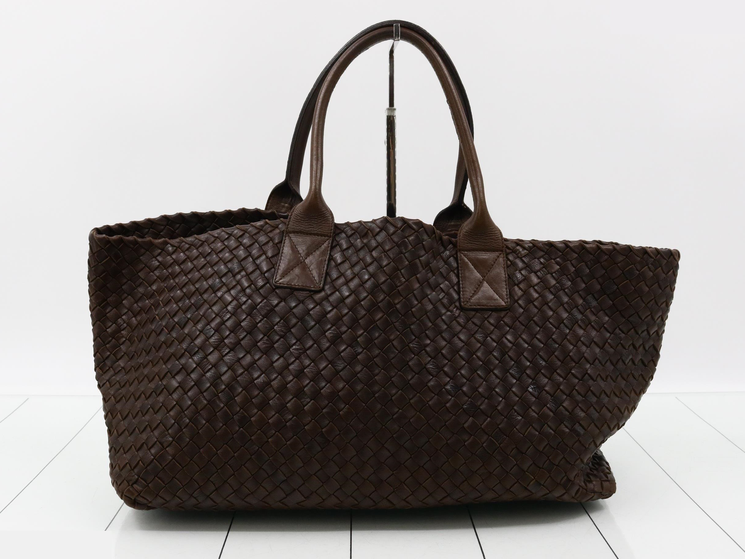 Intrecciato Cabas Tote Bag, Leather, Brown — view 2