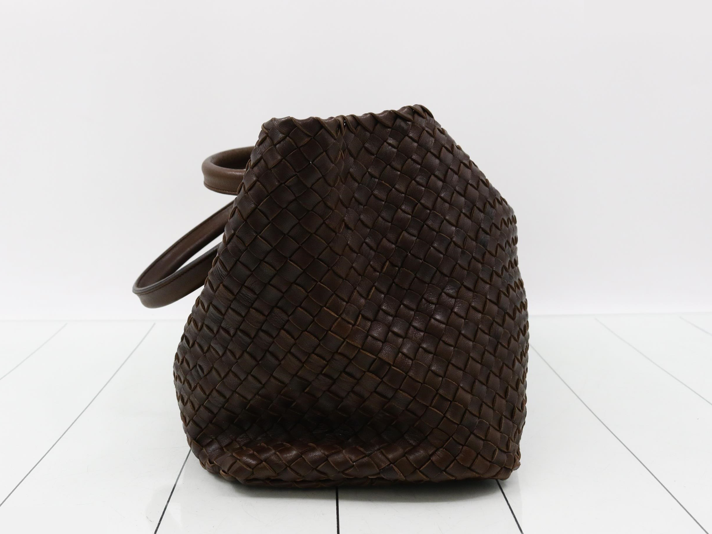 Intrecciato Cabas Tote Bag, Leather, Brown — view 3