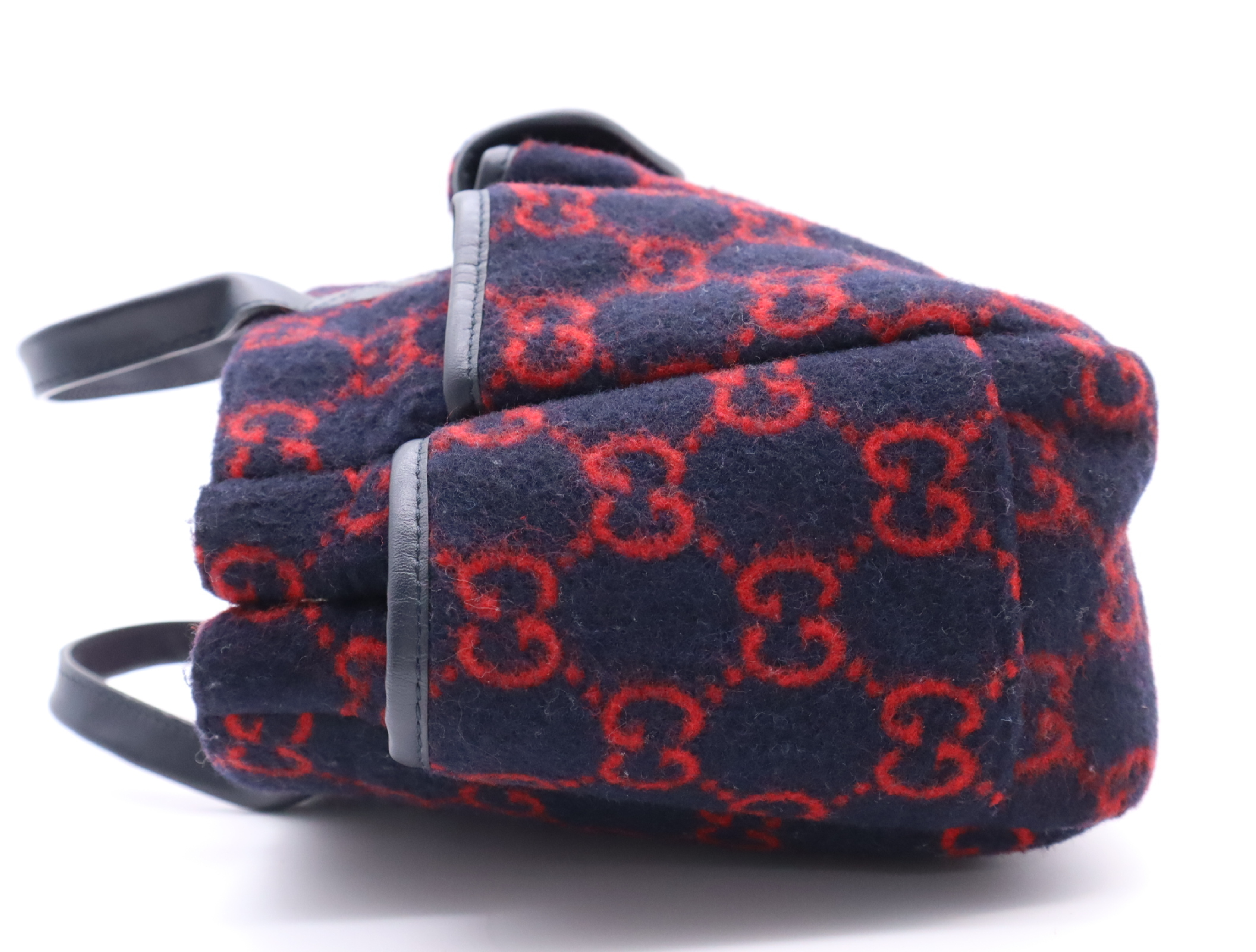 628159GG Wool Children's Tote Bag, Navy/Red, with Dust Bag, Handbag — view 3