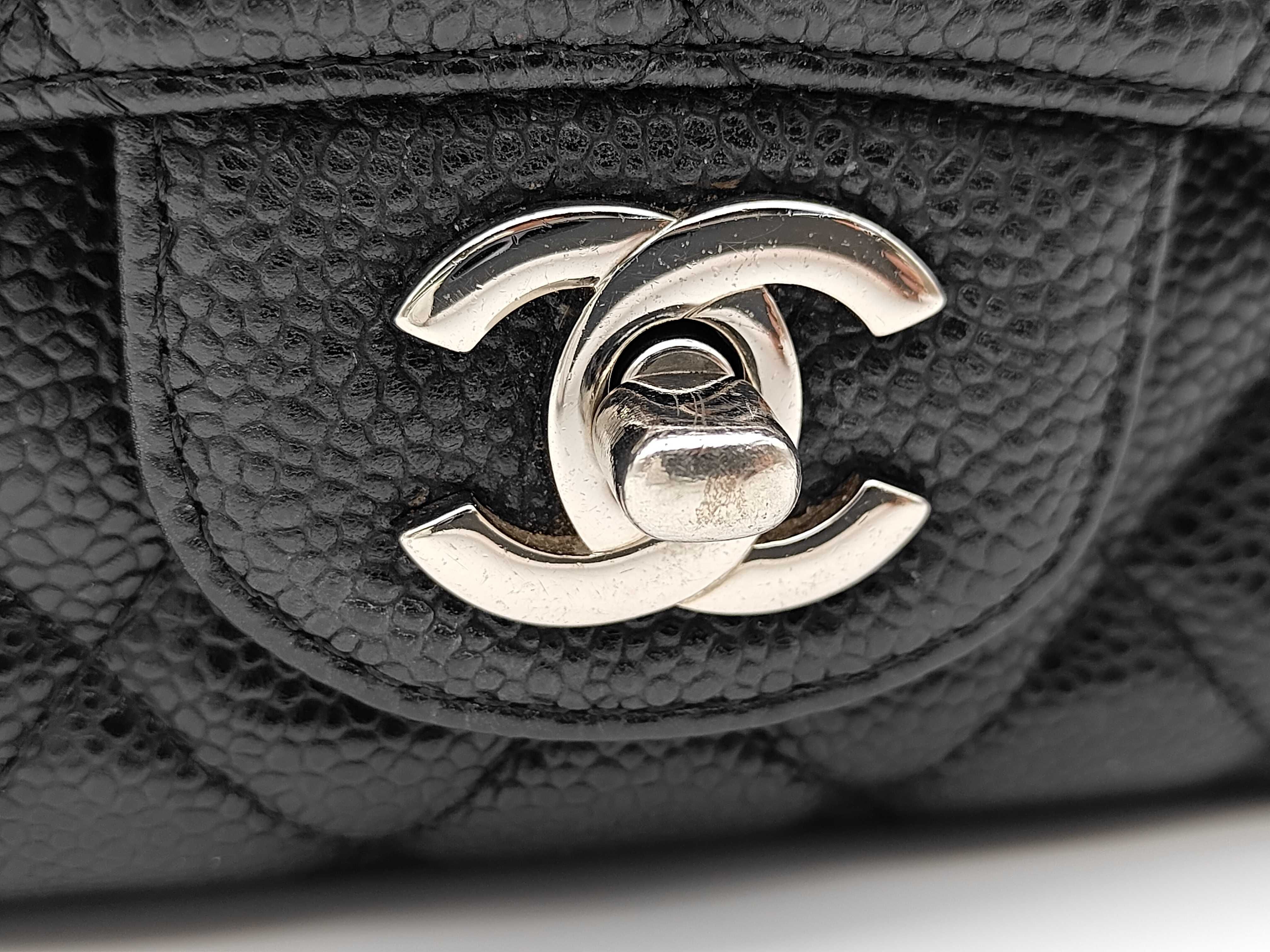Matelassé Caviar Skin Double Flap Chain Shoulder Bag, Silver Hardware, No Guarantee Card, Seal Included, Serial Number 14-something, Shoulder Bag — view 15