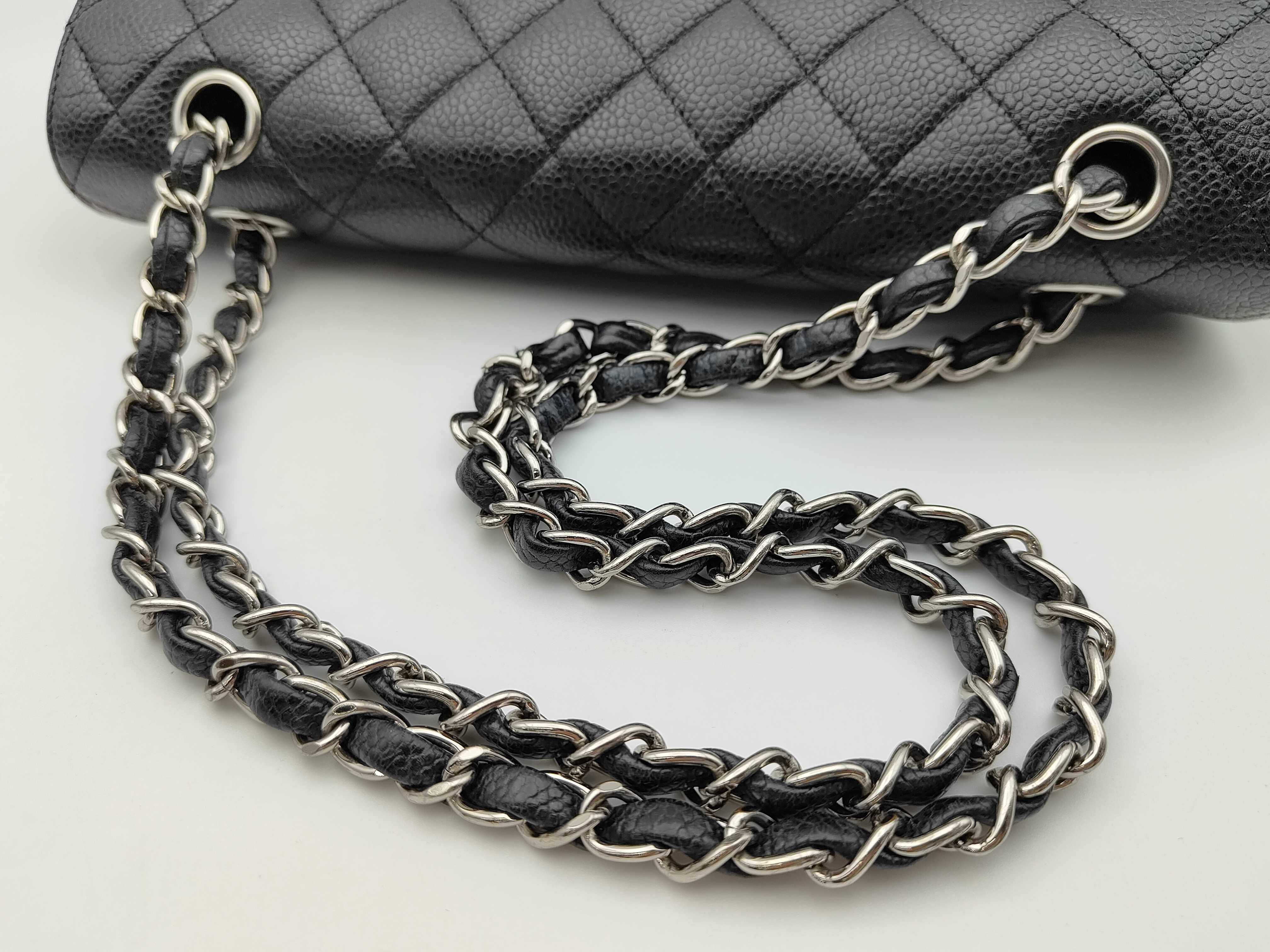 Matelassé Caviar Skin Double Flap Chain Shoulder Bag, Silver Hardware, No Guarantee Card, Seal Included, Serial Number 14-something, Shoulder Bag — view 3
