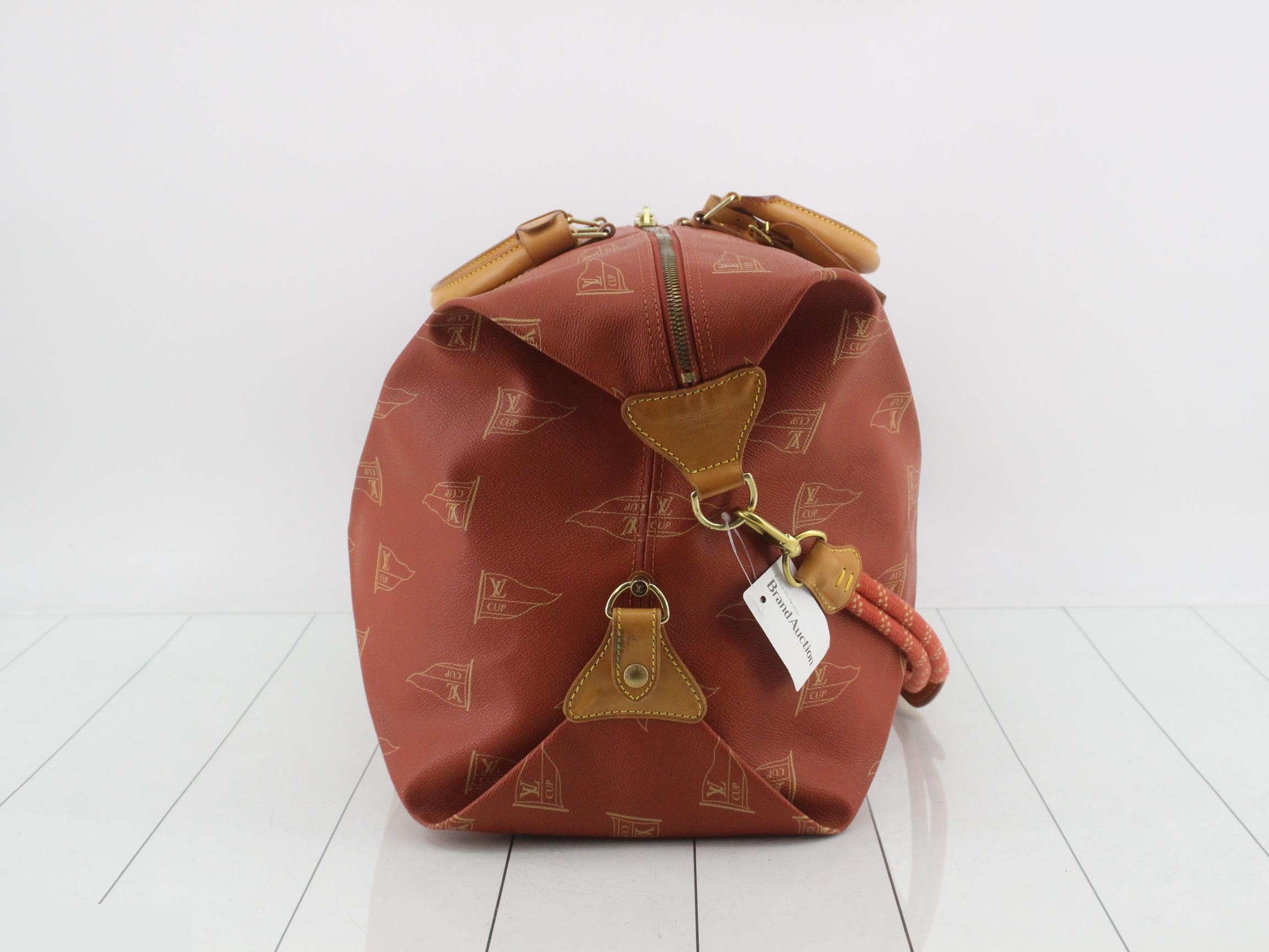 Boston bag, 1995 model, America's Cup design, red, gold hardware. — view 4