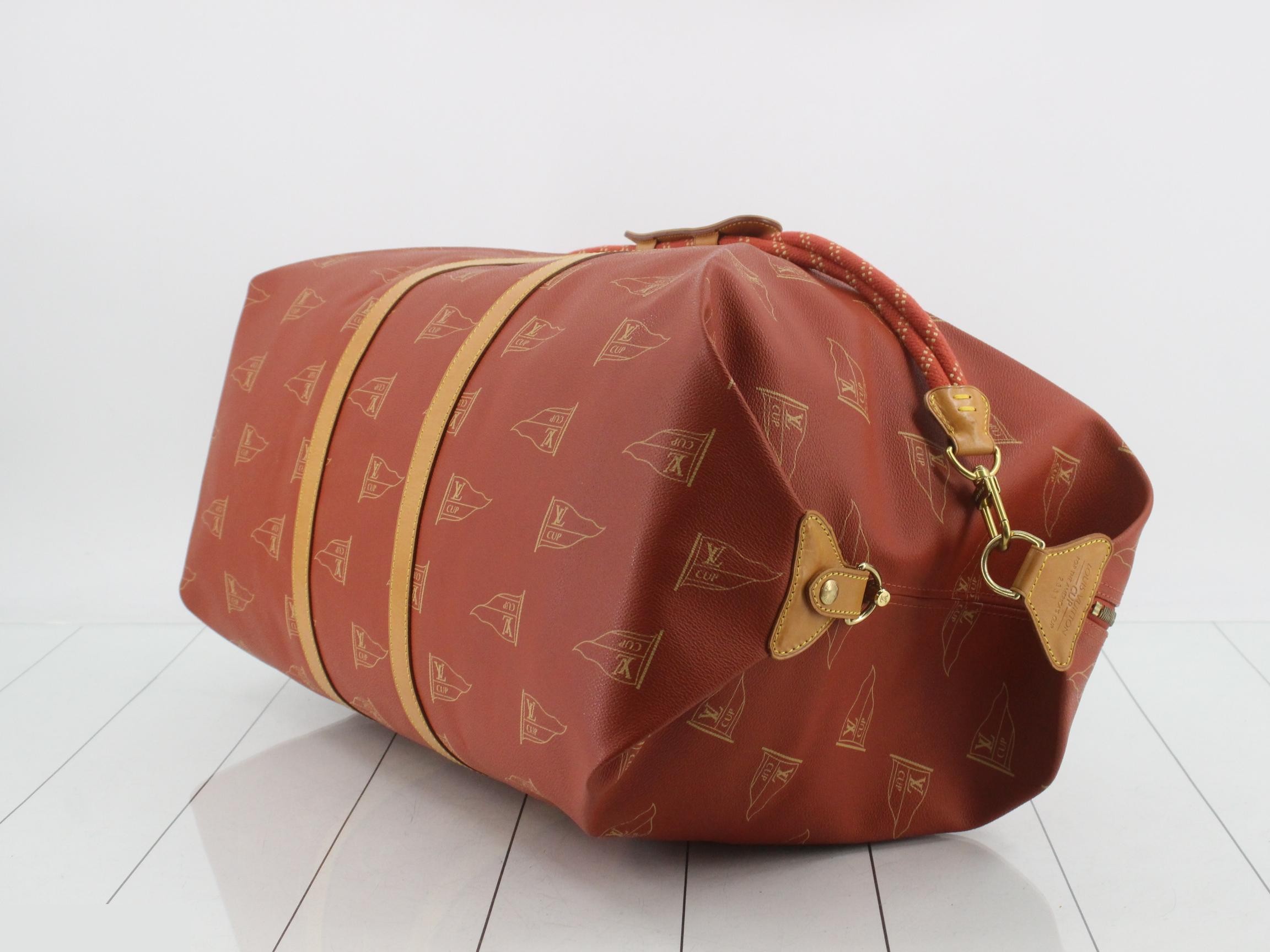 Boston bag, 1995 model, America's Cup design, red, gold hardware. — view 6