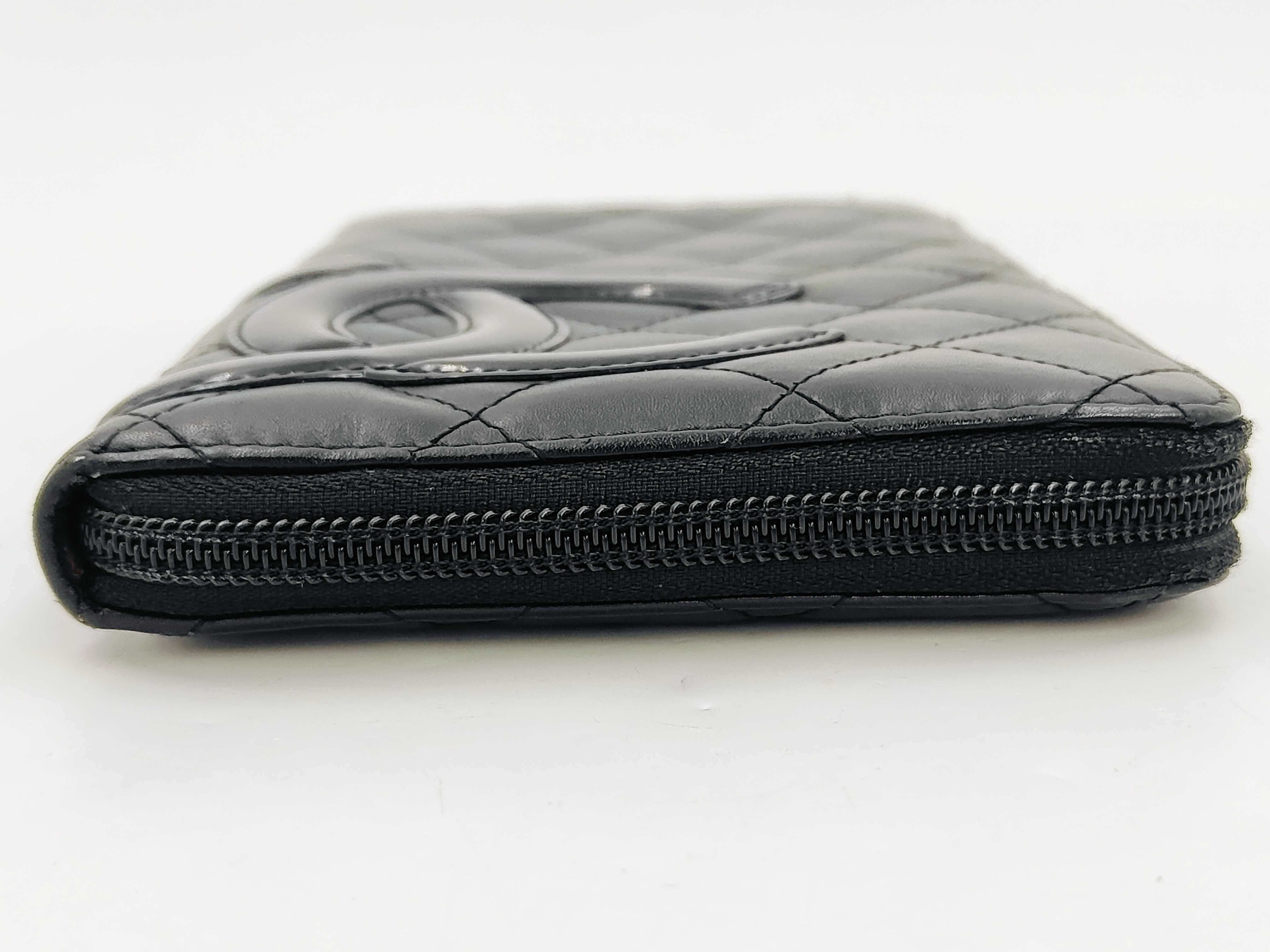 Cambon Zipper Black Quilted Calfskin Large Wallet — view 4