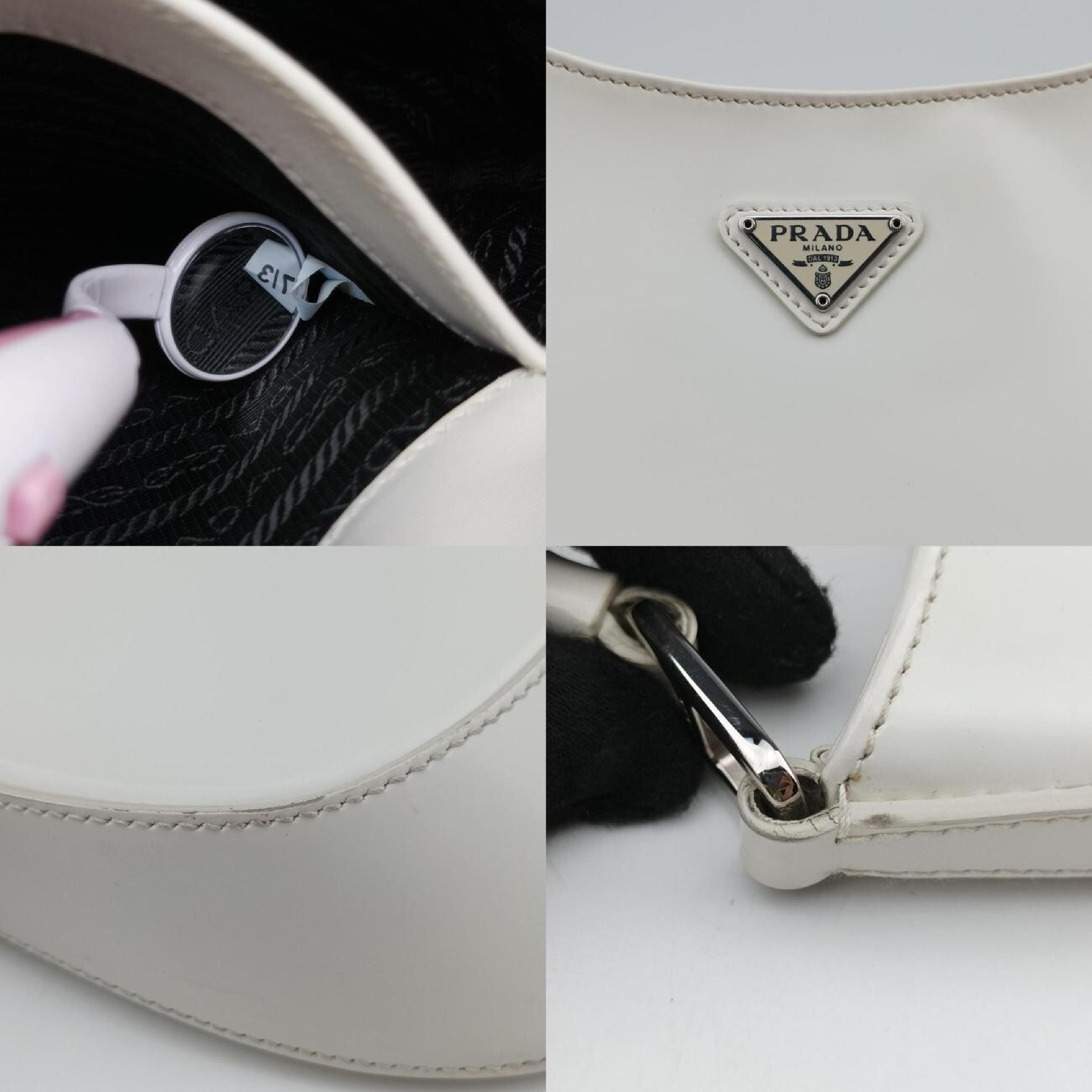 Cleo White Brushed Leather Shoulder Bag 1BC499 7/3 — view 8