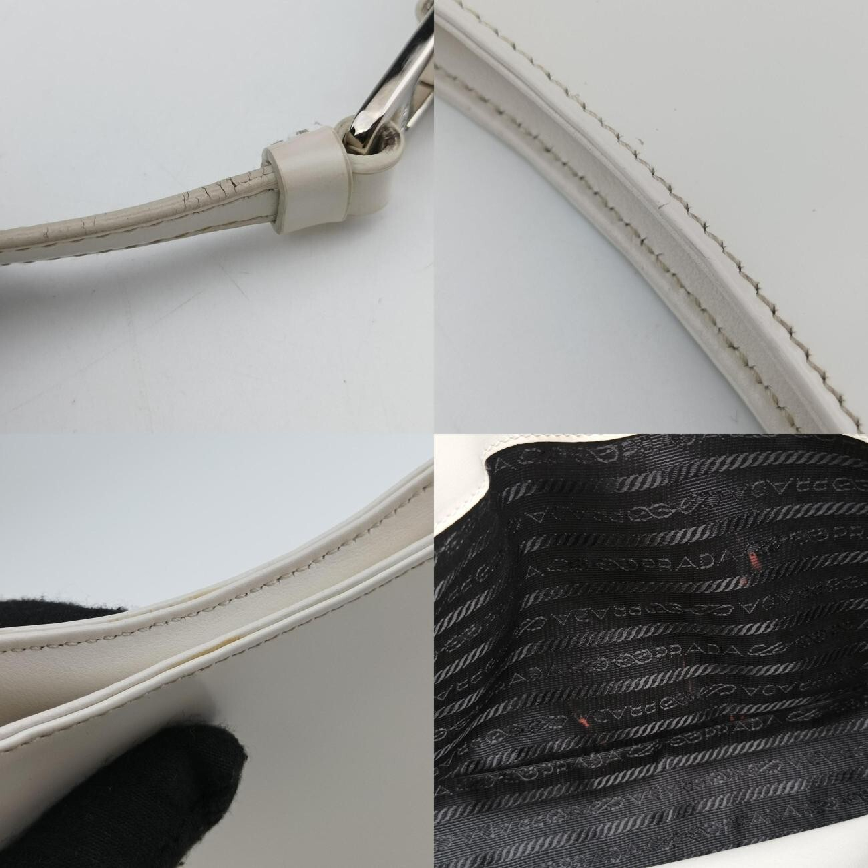 Cleo White Brushed Leather Shoulder Bag 1BC499 7/3 — view 9
