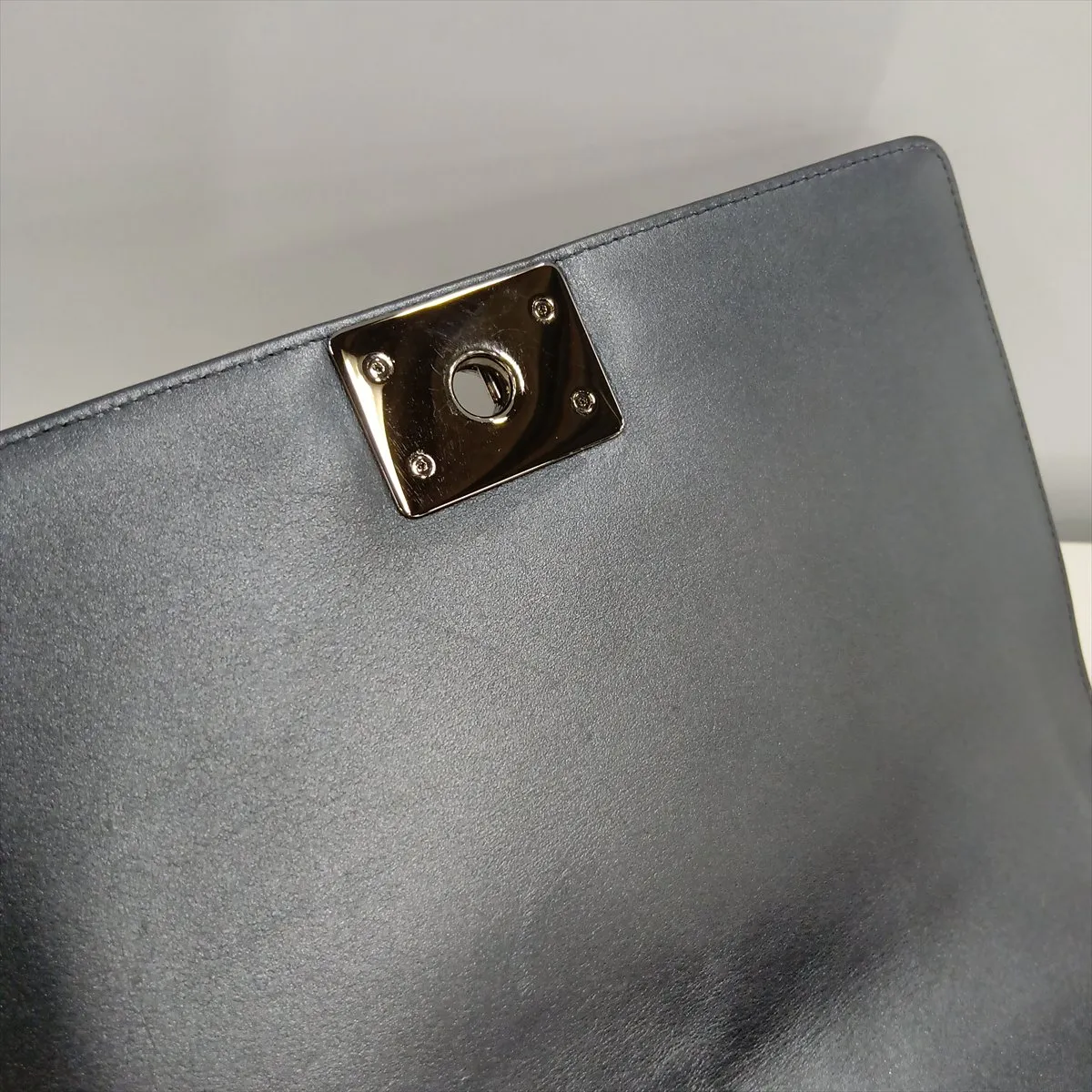 Boy Chanel Leather x Rhinestone Chain Shoulder Bag, Gray, Silver Hardware, 25627449, Serial Number — view 11