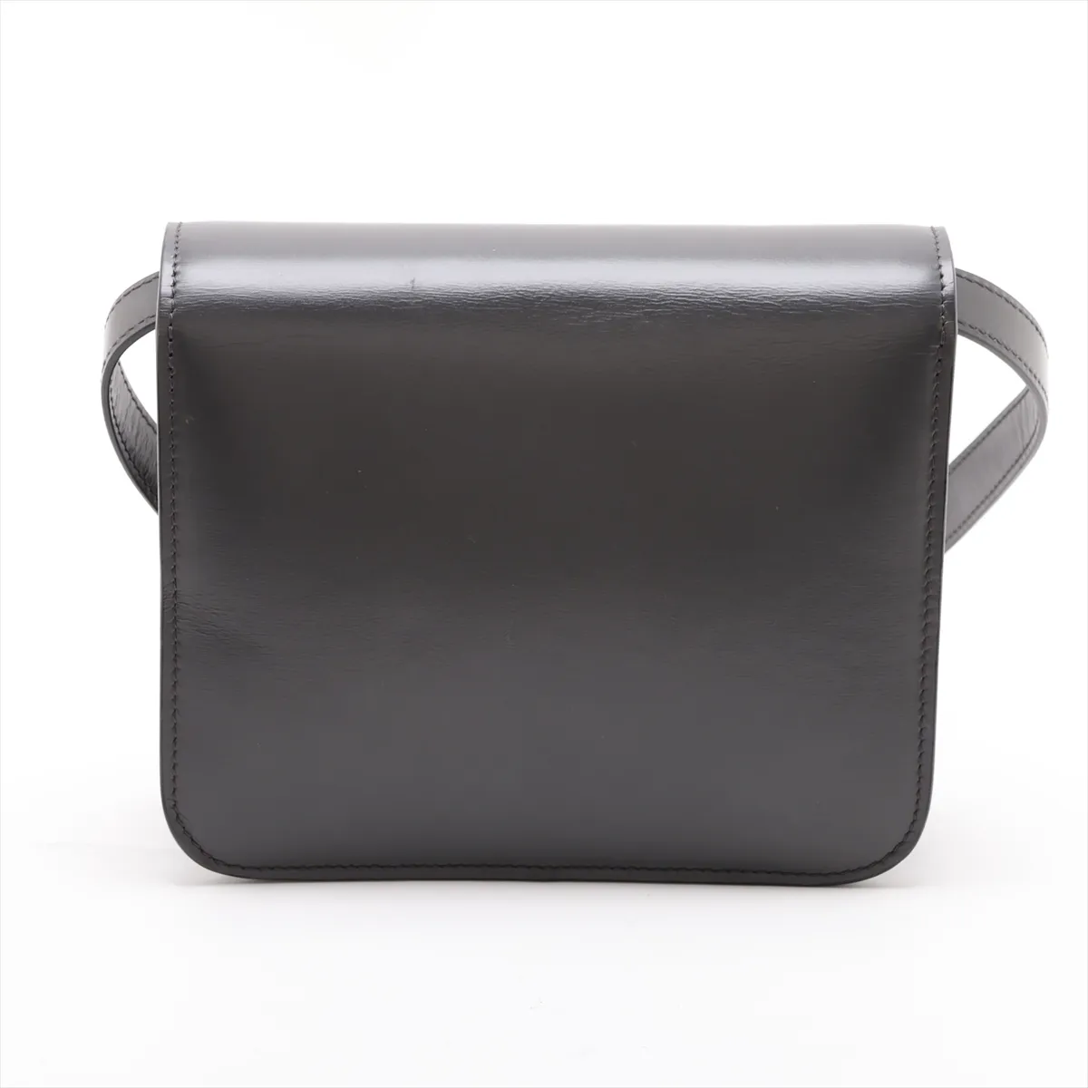 Classic Box Small Leather Shoulder Bag, Gray — view 2