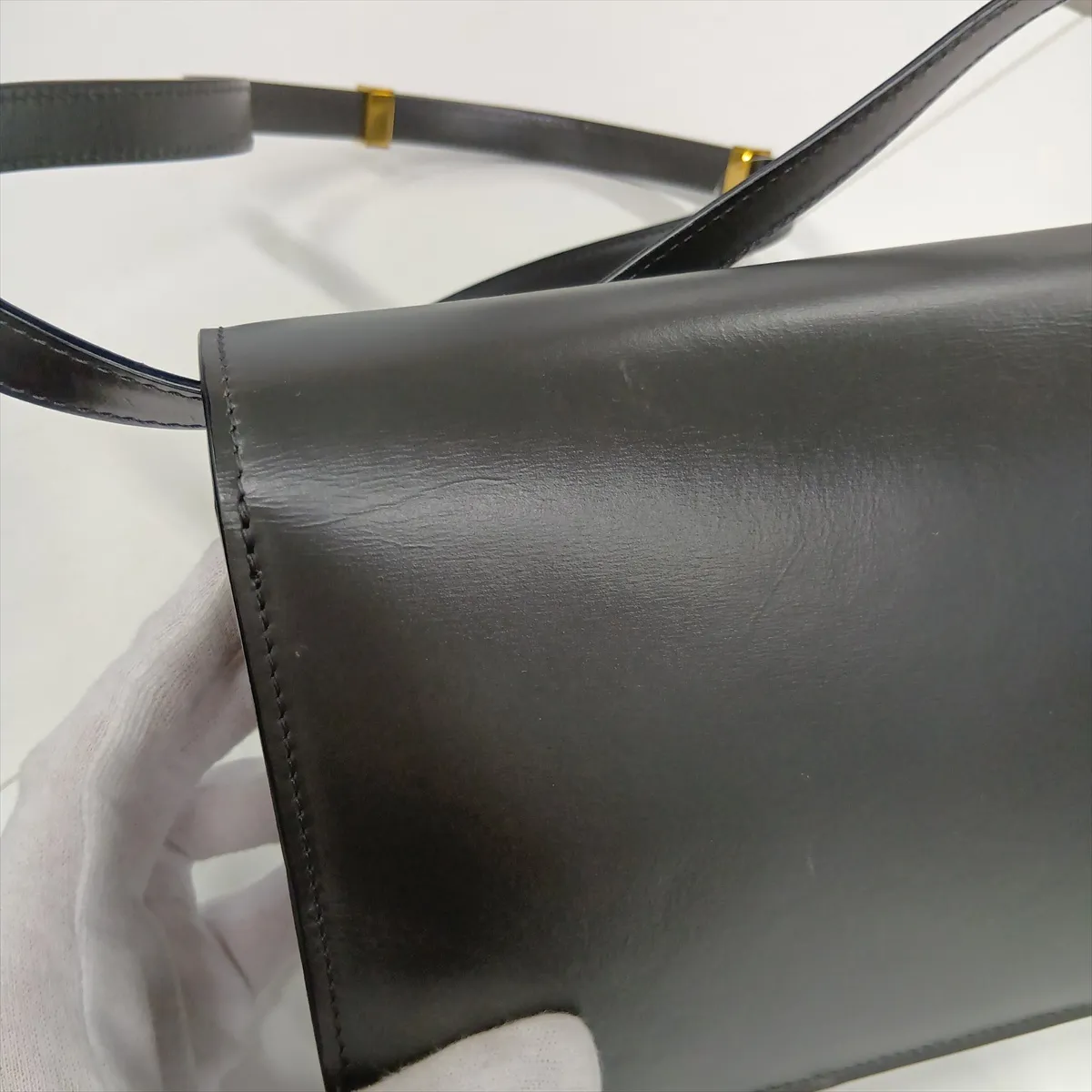 Classic Box Small Leather Shoulder Bag, Gray — view 14