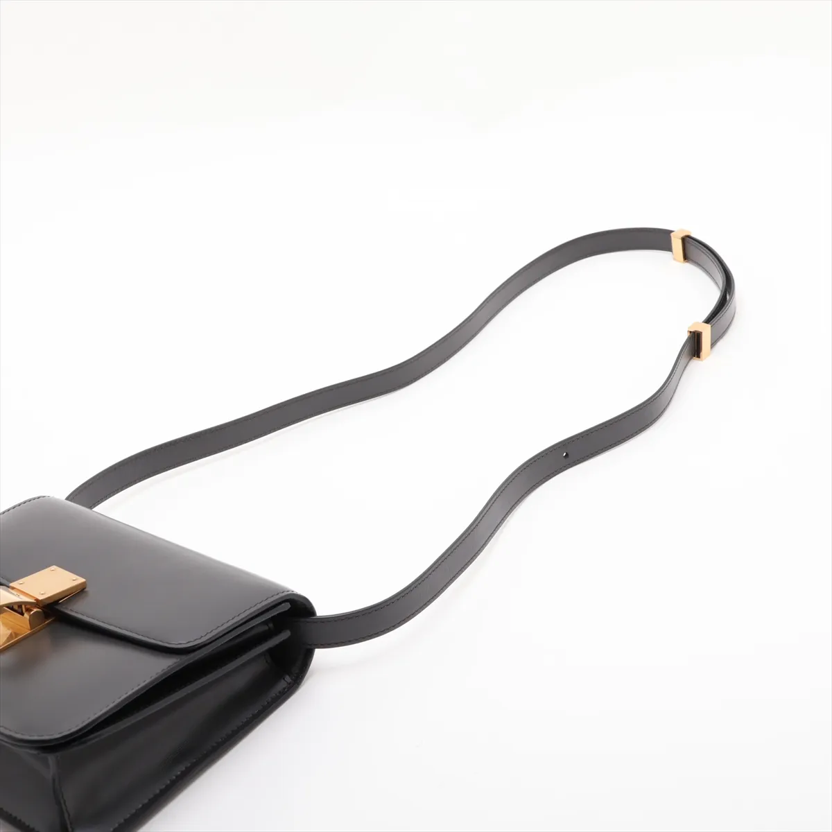 Classic Box Small Leather Shoulder Bag, Gray — view 5