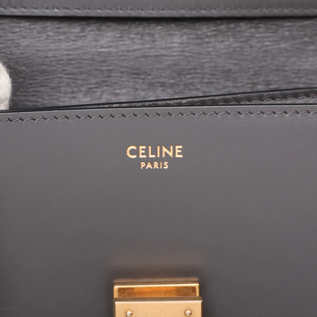 Classic Box Small Leather Shoulder Bag, Gray — view 8