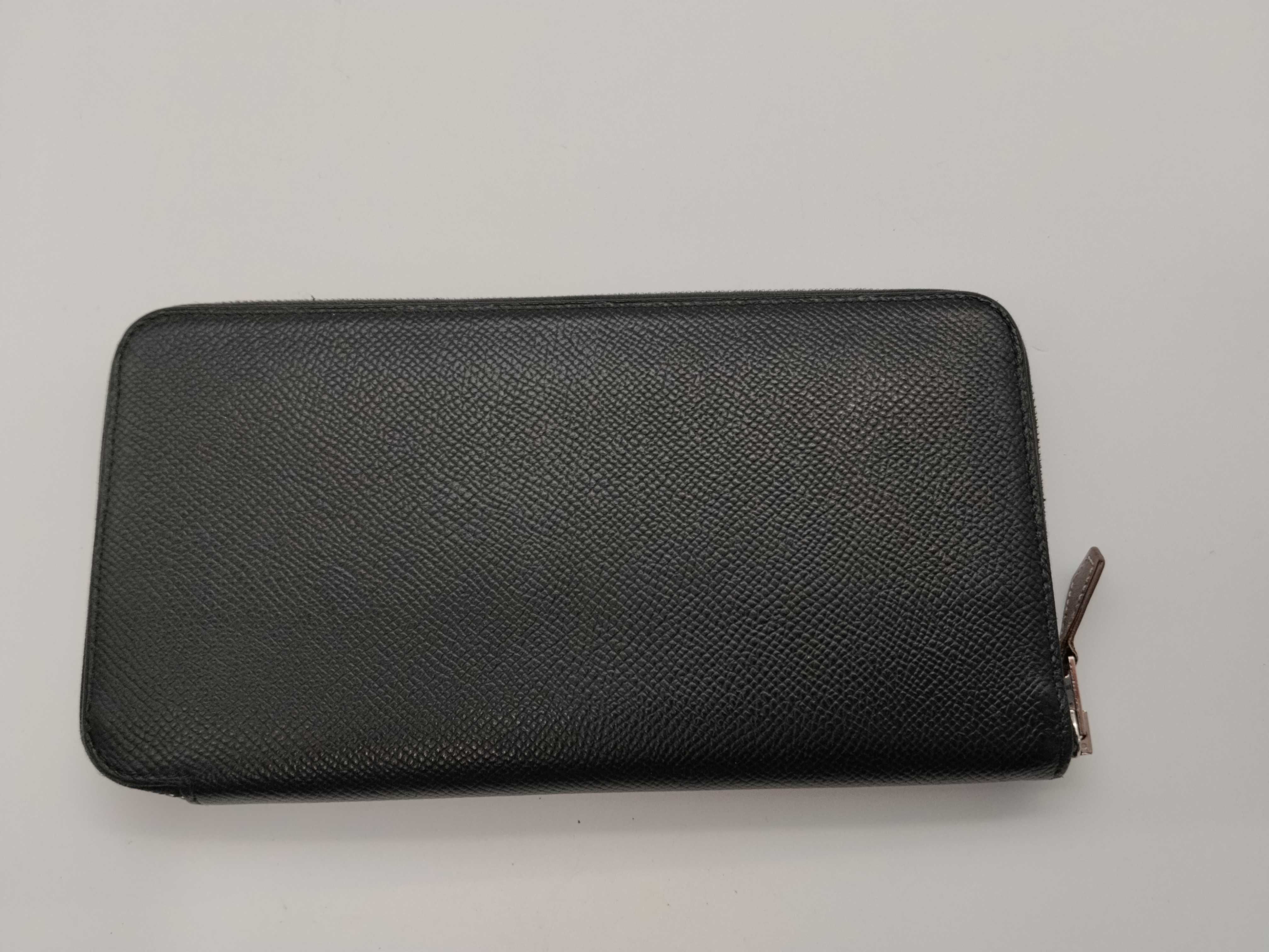 Azap Long Silk In Round Zipper Wallet, A Stamp, Veau Epsom Leather, Black, with Box