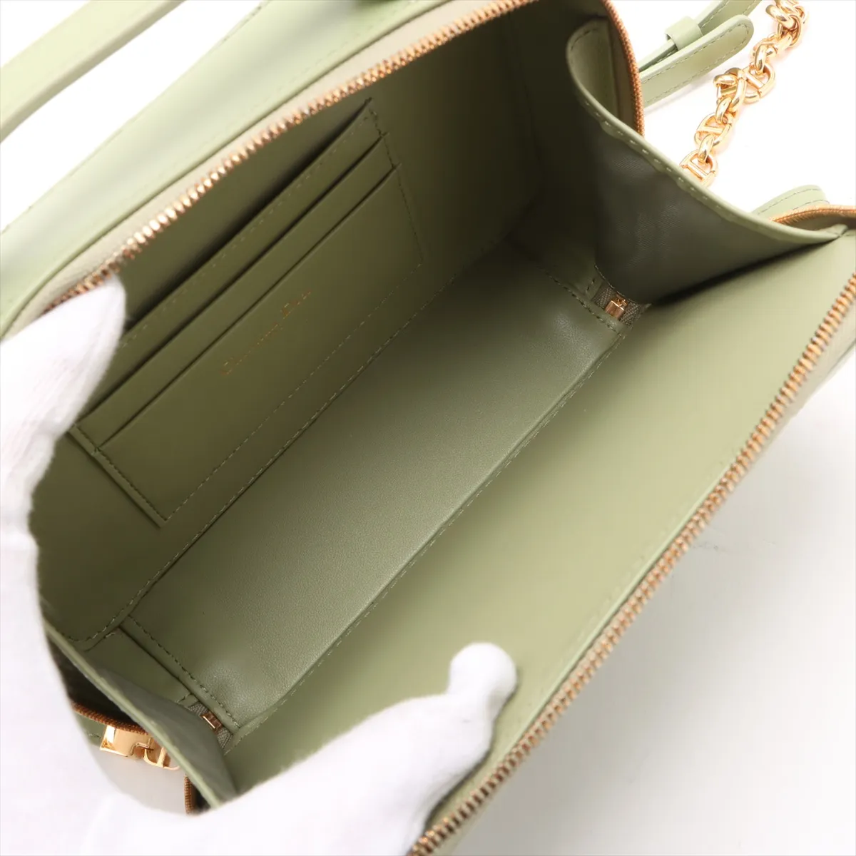Macrocanage Caro Box Bag Leather 2WAY Handbag Green — view 8