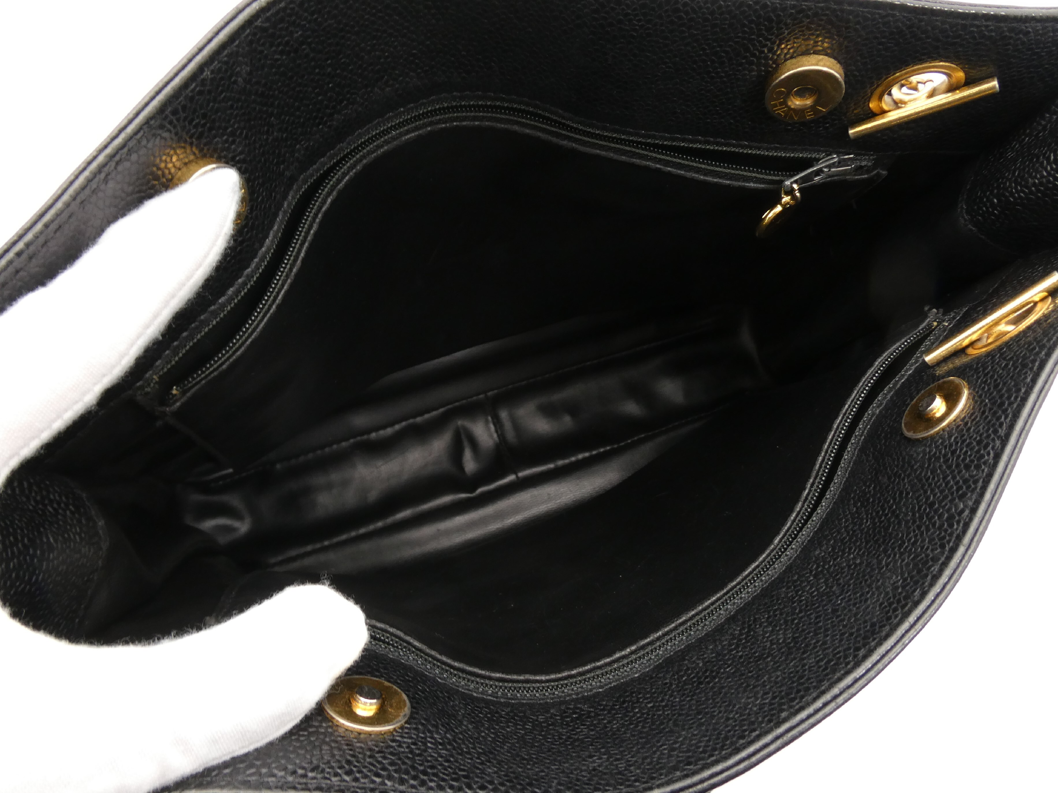 Large Coco Mark Caviar Skin Chain Shoulder Bag — view 7