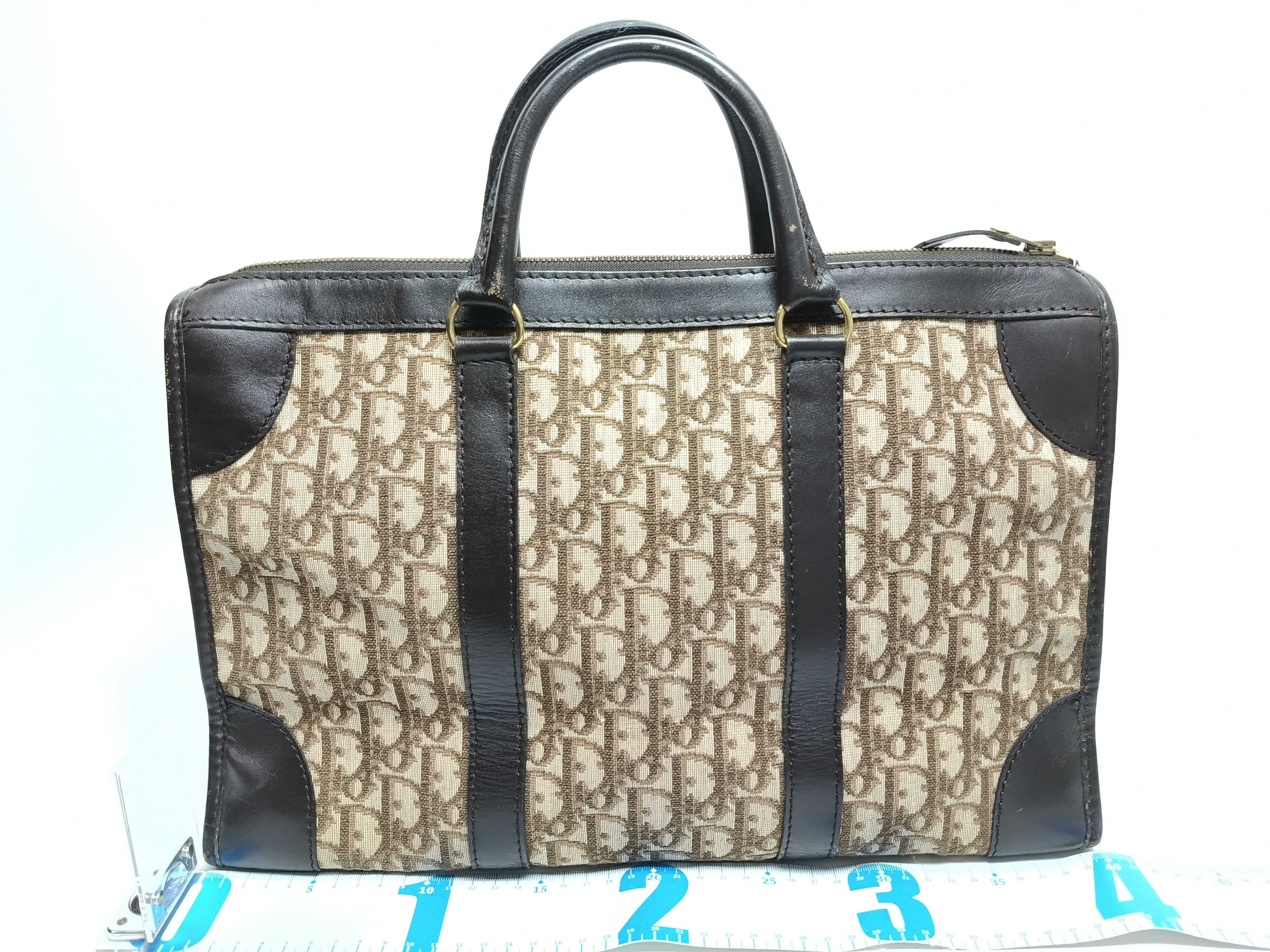 Trotter Dior Trotter Handbag Leather Canvas Brown Handbag — view 2