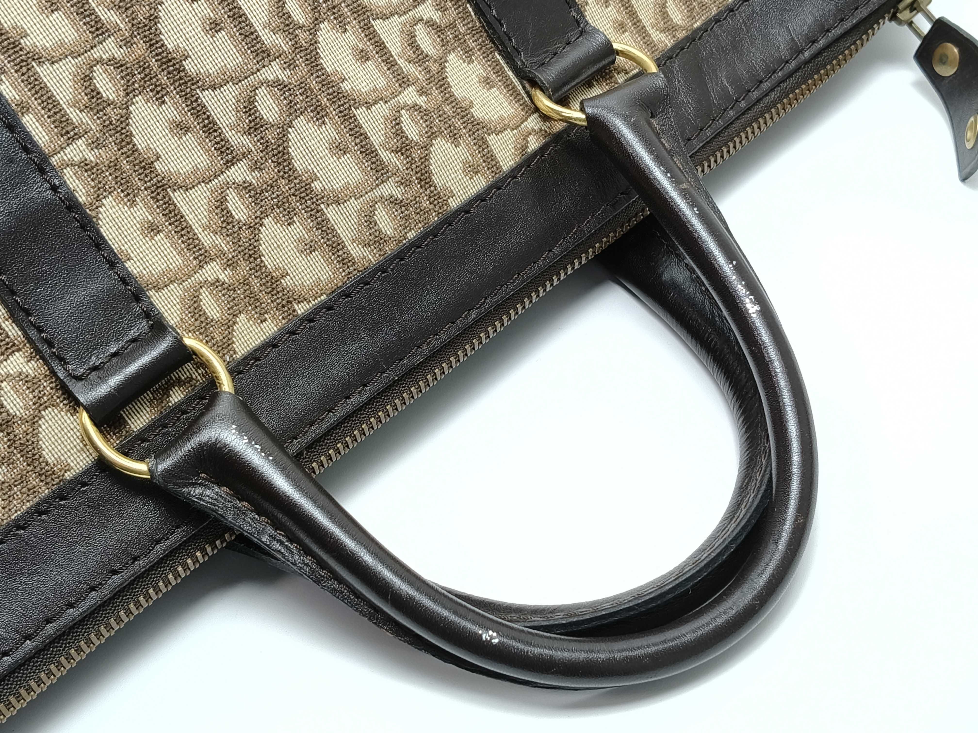 Trotter Dior Trotter Handbag Leather Canvas Brown Handbag — view 3