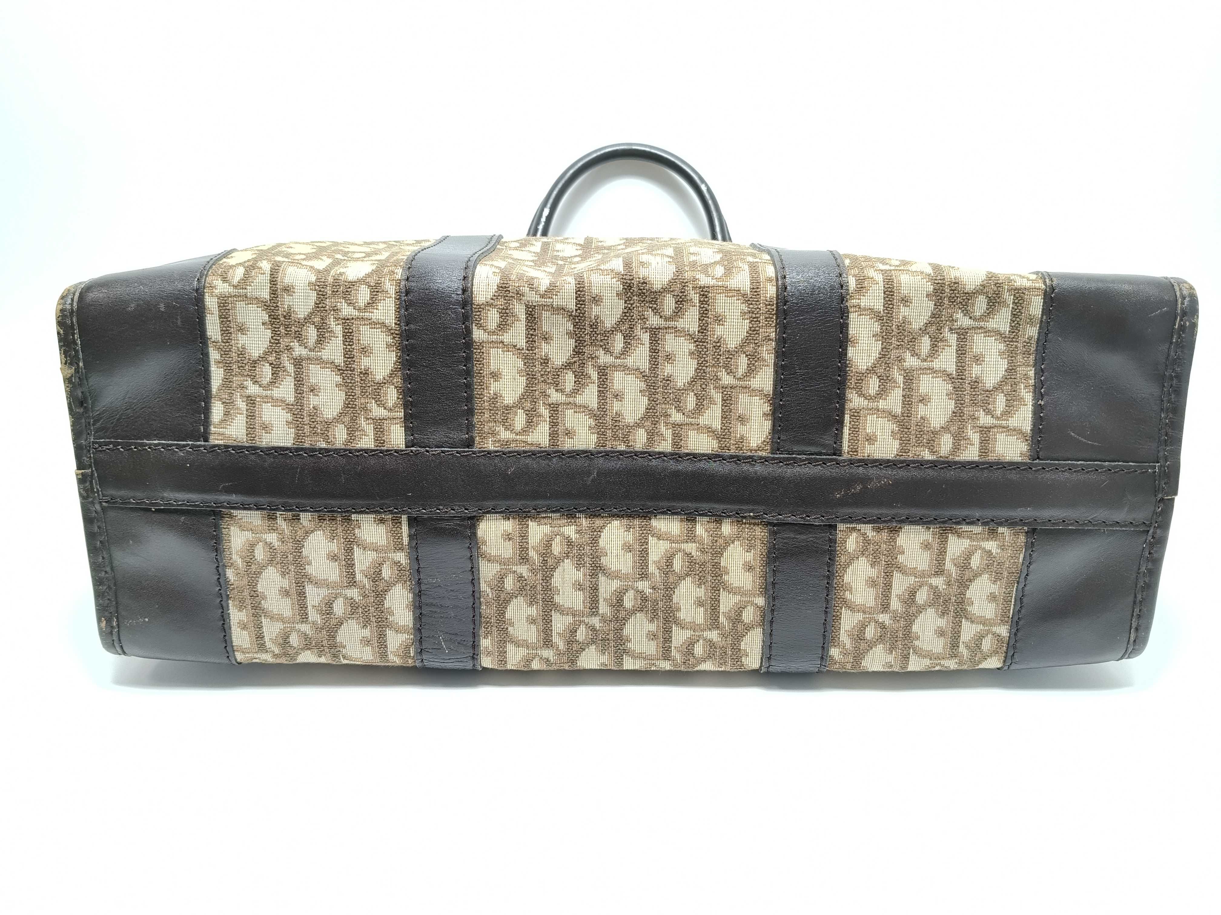 Trotter Dior Trotter Handbag Leather Canvas Brown Handbag — view 8