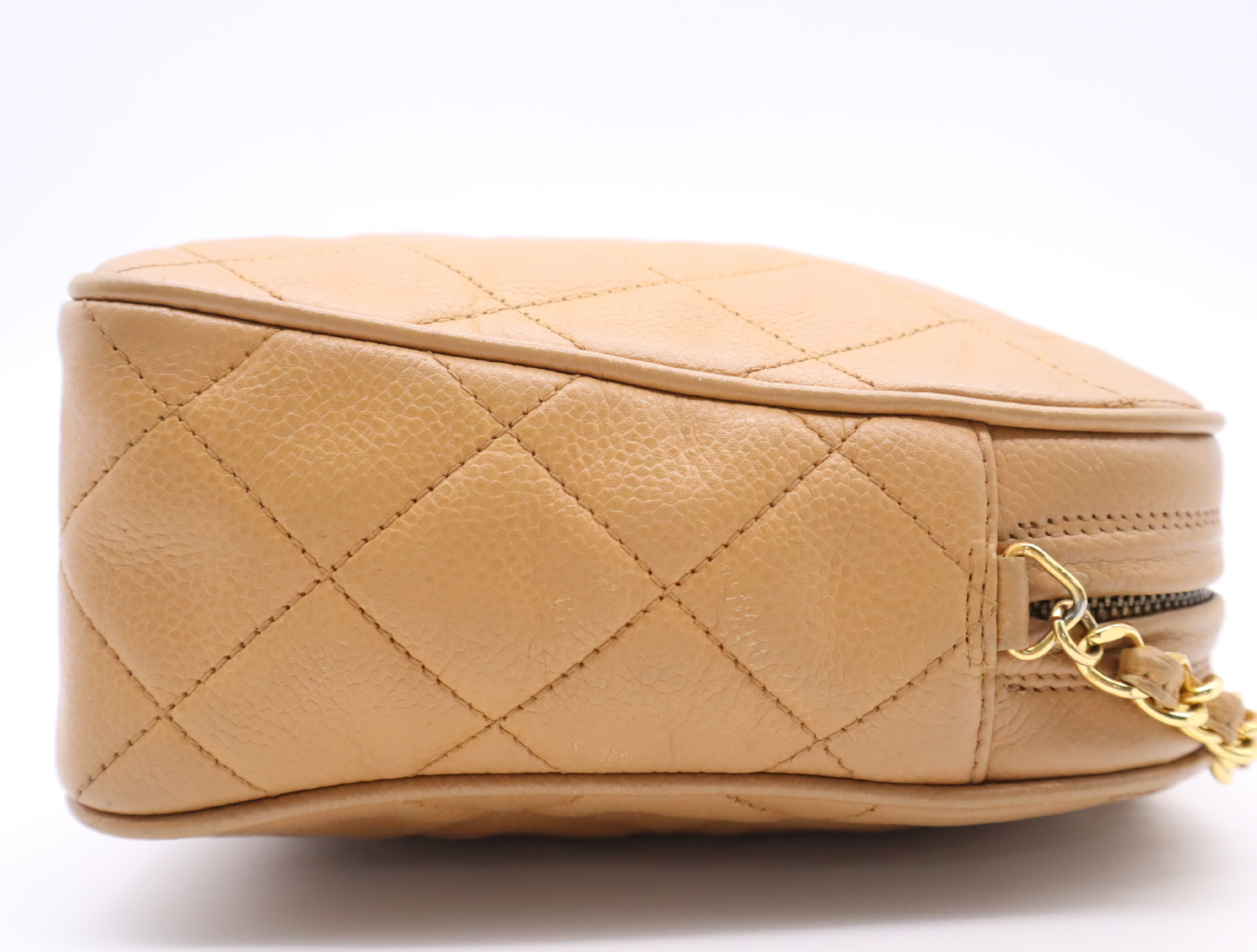 Leather Matelassé Chain Shoulder Bag, Beige, Gold Hardware, with original seal, 3841788 (Shoulder Bag) — view 5