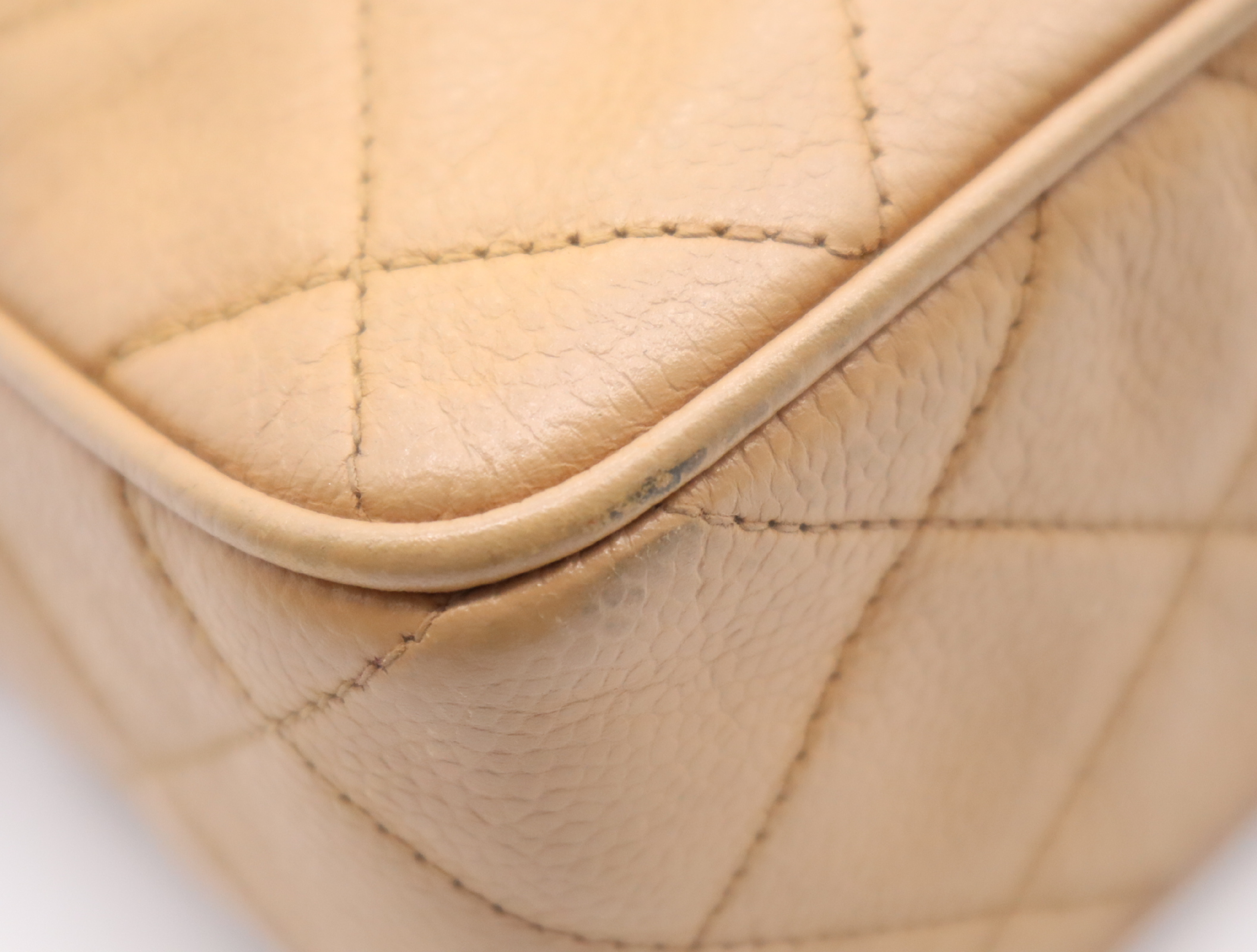Leather Matelassé Chain Shoulder Bag, Beige, Gold Hardware, with original seal, 3841788 (Shoulder Bag) — view 6