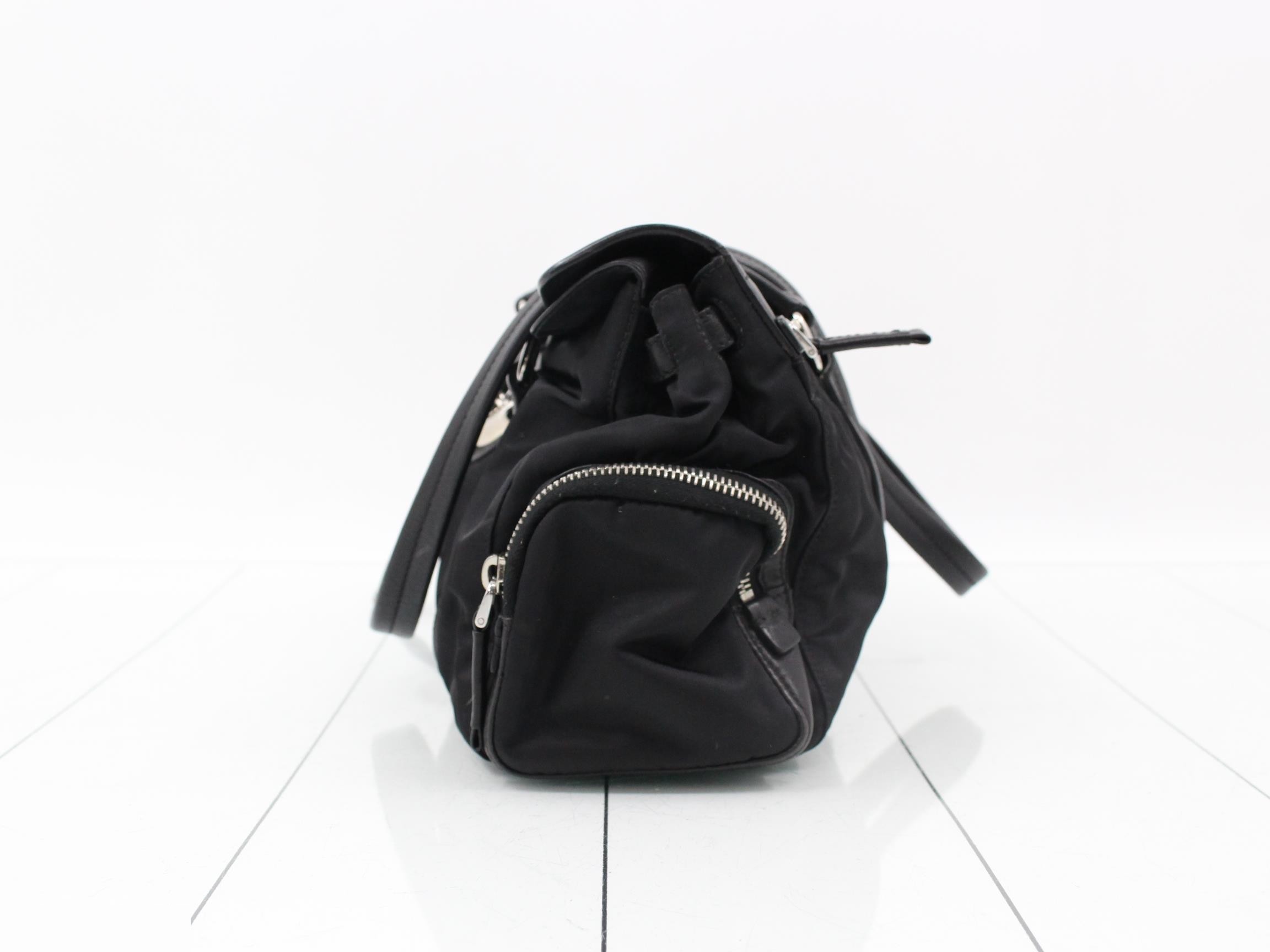 Leather and nylon combination shoulder handbag — view 3
