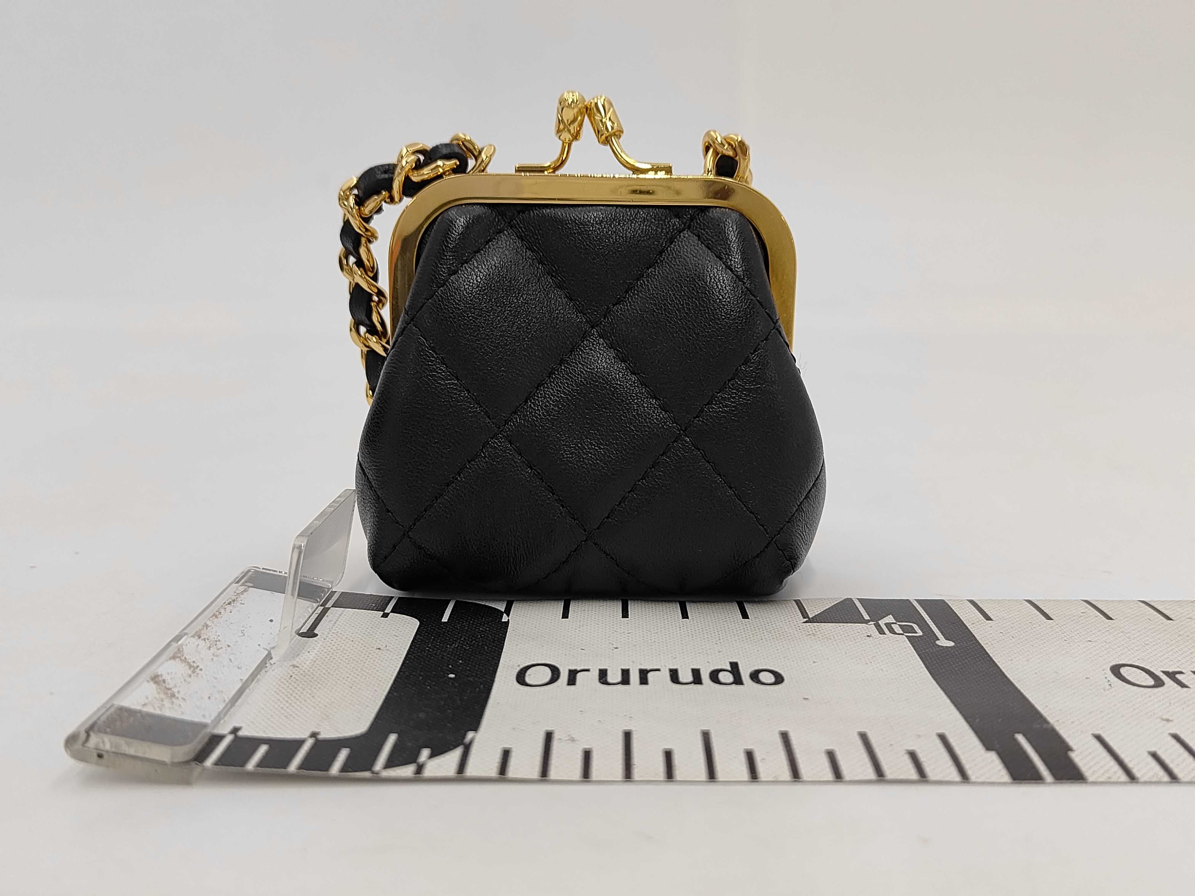 Matelassé Mini Chain Shoulder Bag, Lambskin, Black, Gold Hardware — view 2