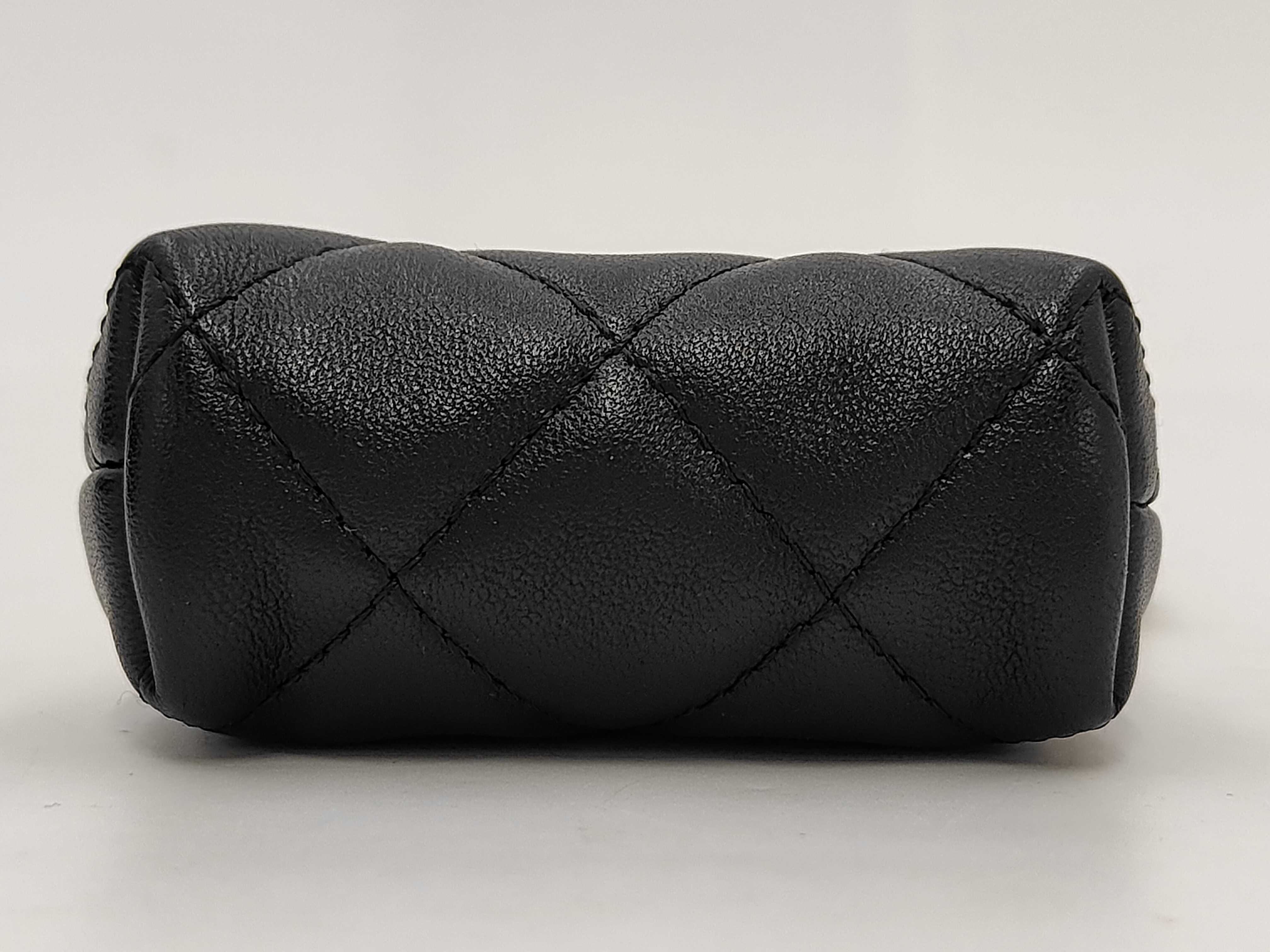 Matelassé Mini Chain Shoulder Bag, Lambskin, Black, Gold Hardware — view 3