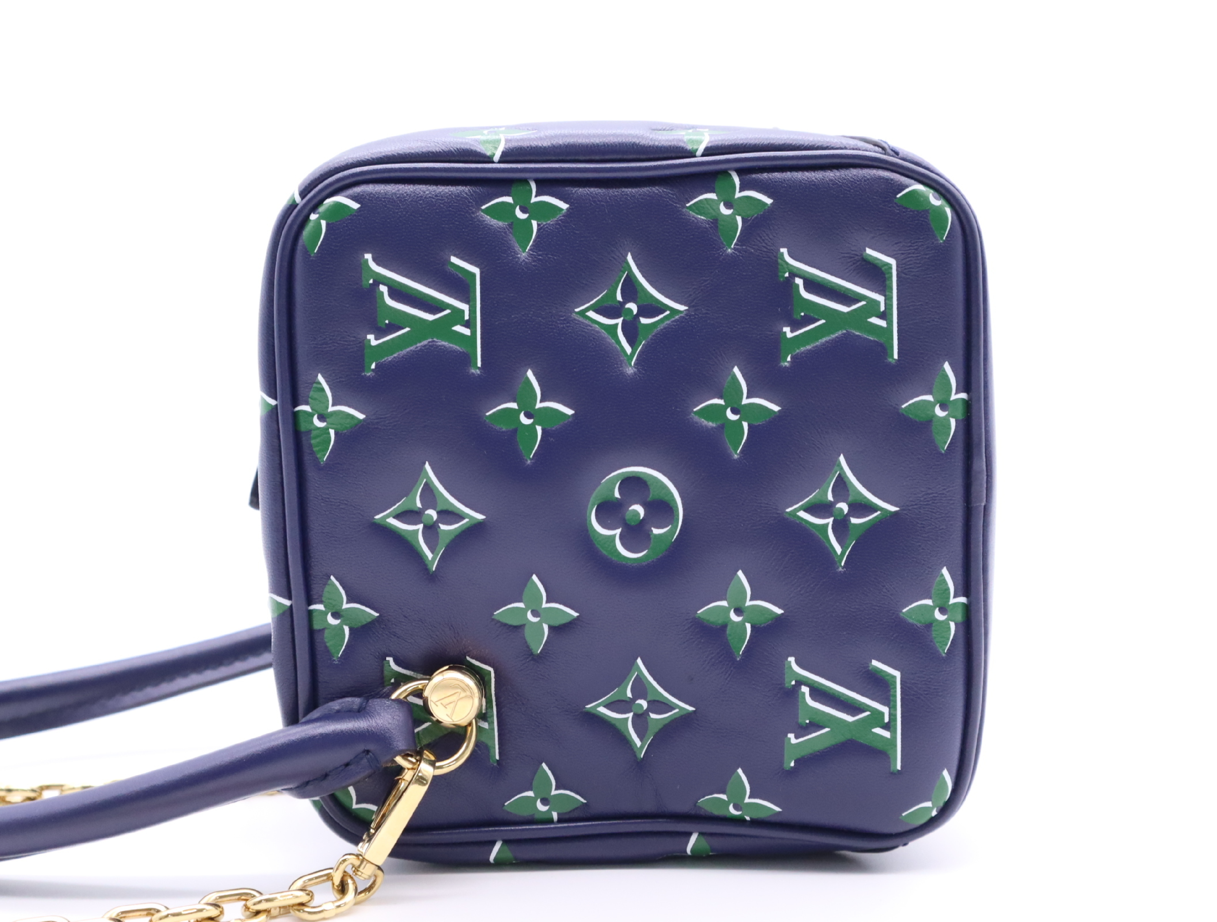 M23464 Monogram Square Bag, Blue/Green, with Chain Shoulder Strap and Dust Bag. — view 3