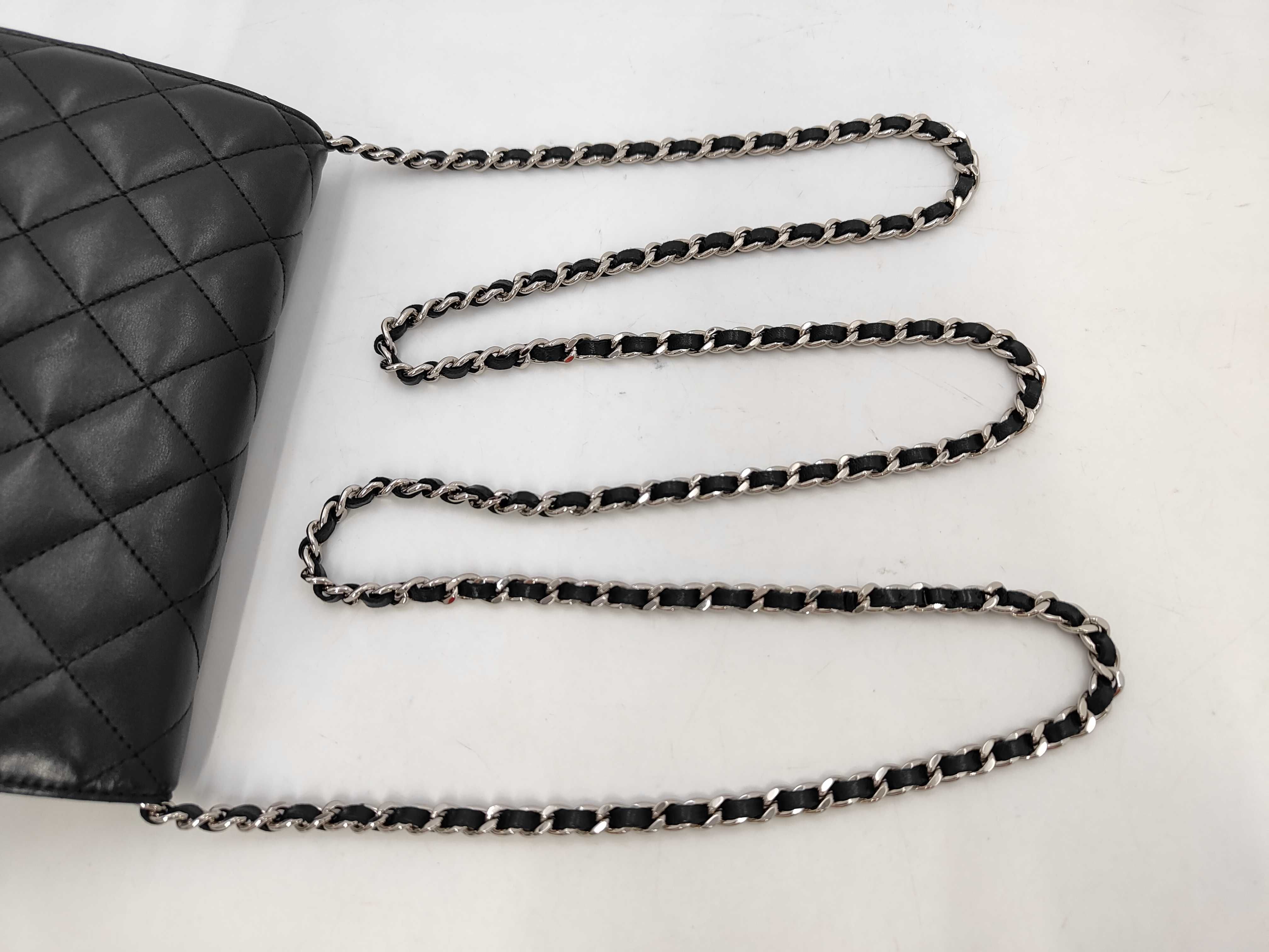 Lambskin Matelassé Chain Wallet, Black, Silver Hardware, Shoulder Bag — view 5