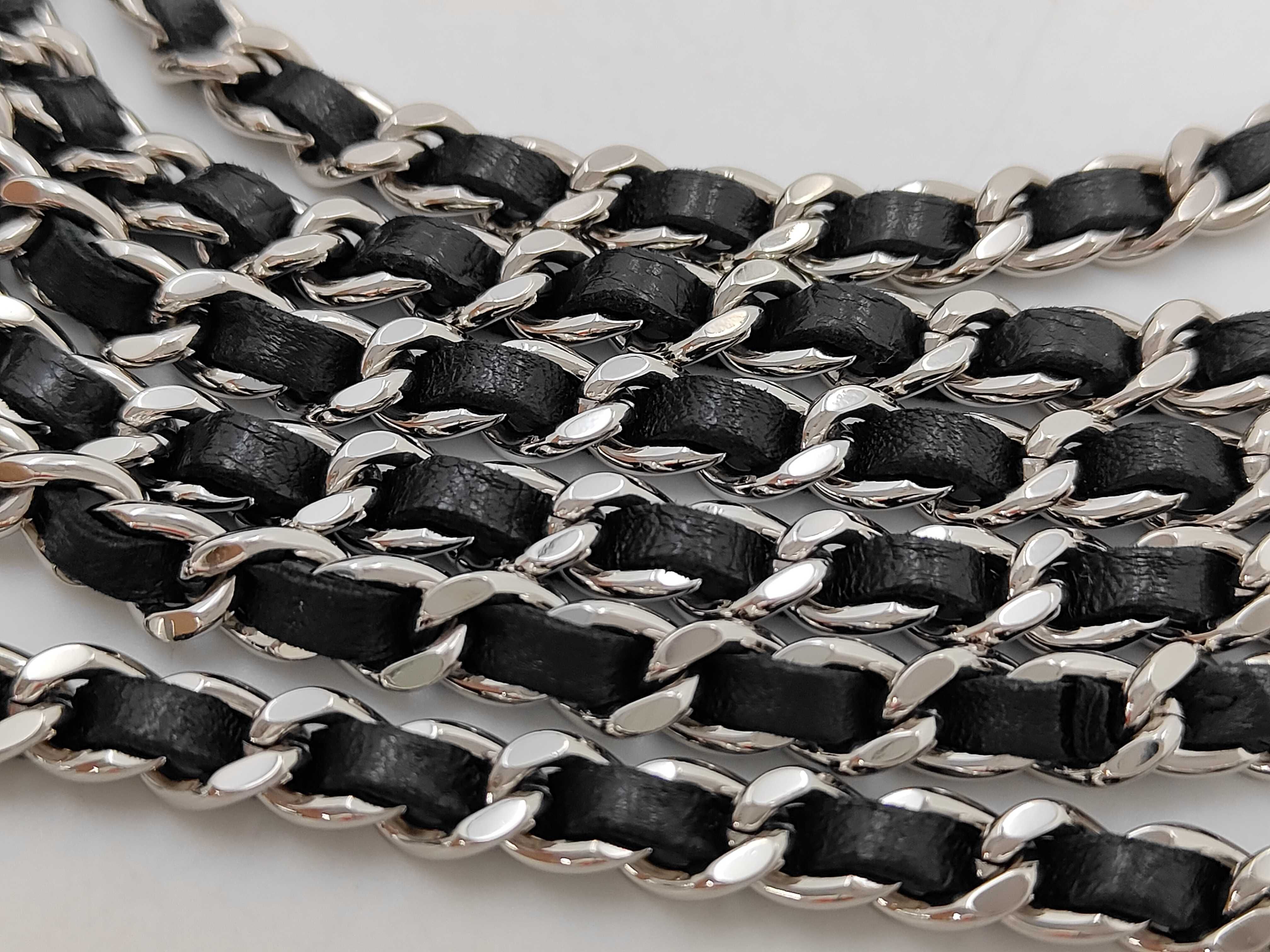 Lambskin Matelassé Chain Wallet, Black, Silver Hardware, Shoulder Bag — view 6