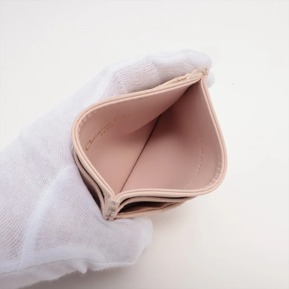 Diorcaro leather card case beige — view 3