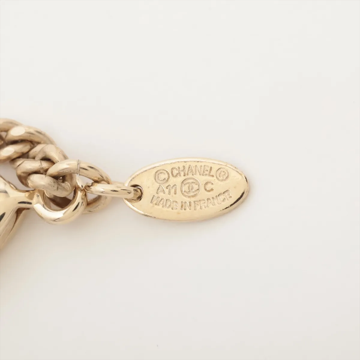 Coco Mark A11C Necklace, GP x Faux Pearl, Gold. Shows signs of wear, — view 4
