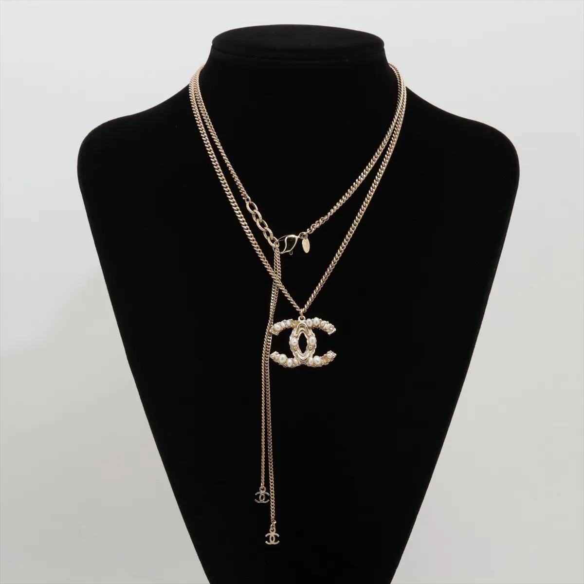 Coco Mark A11C Necklace, GP x Faux Pearl, Gold. Shows signs of wear, — view 5