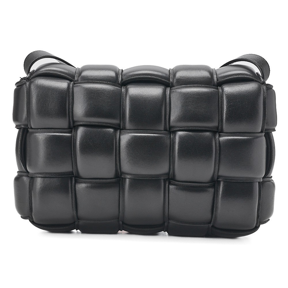 Padded Cassette Intrecciato Shoulder Bag, Black, Gold Hardware — view 2