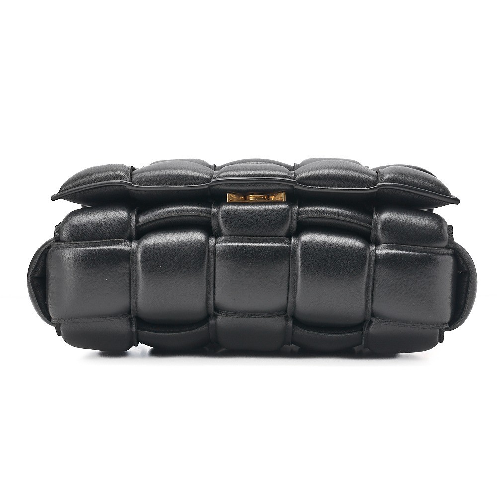 Padded Cassette Intrecciato Shoulder Bag, Black, Gold Hardware — view 5