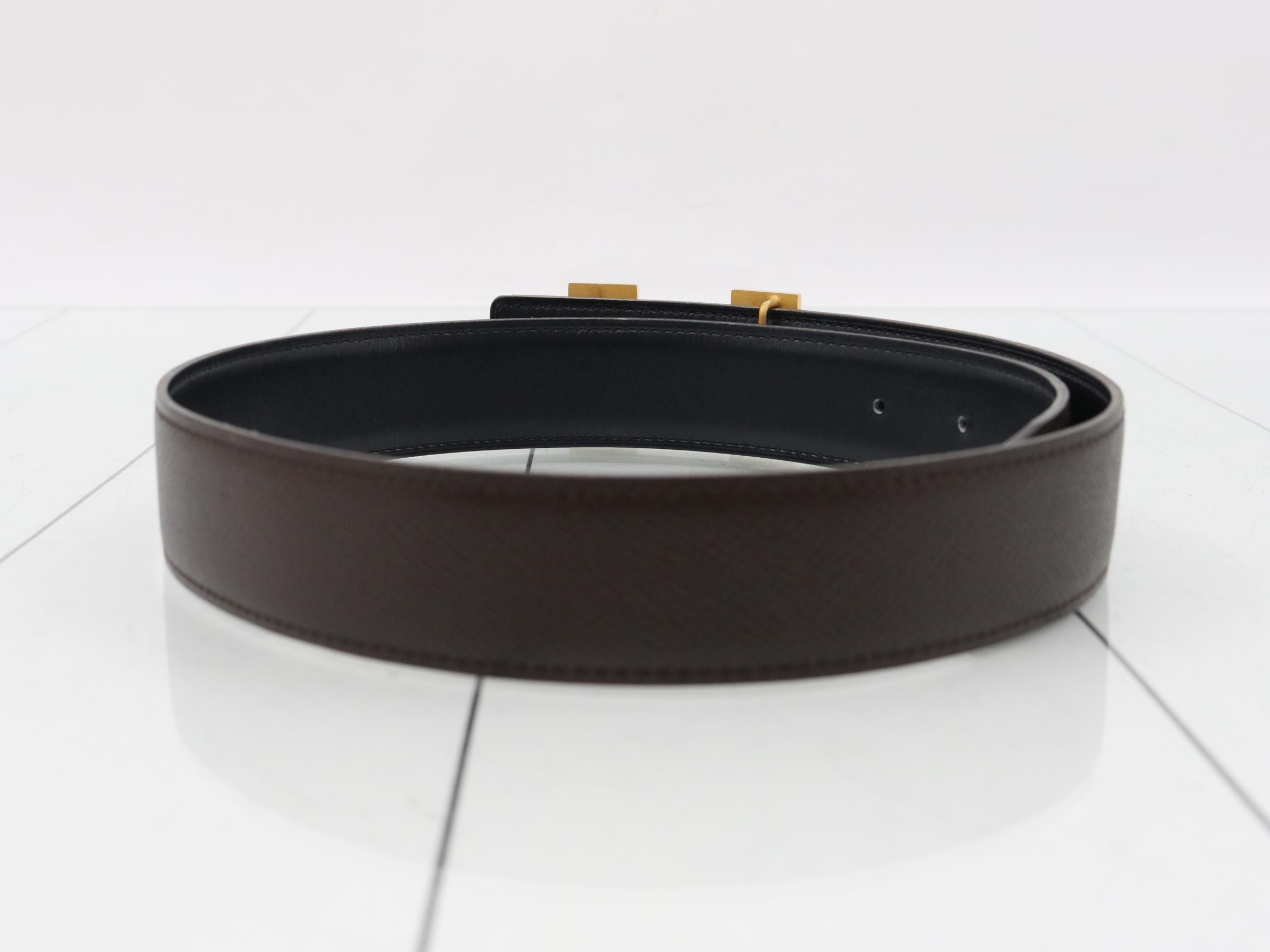 Constance Belt, Brown/Navy, Courchevel Leather, Z Stamp — view 2