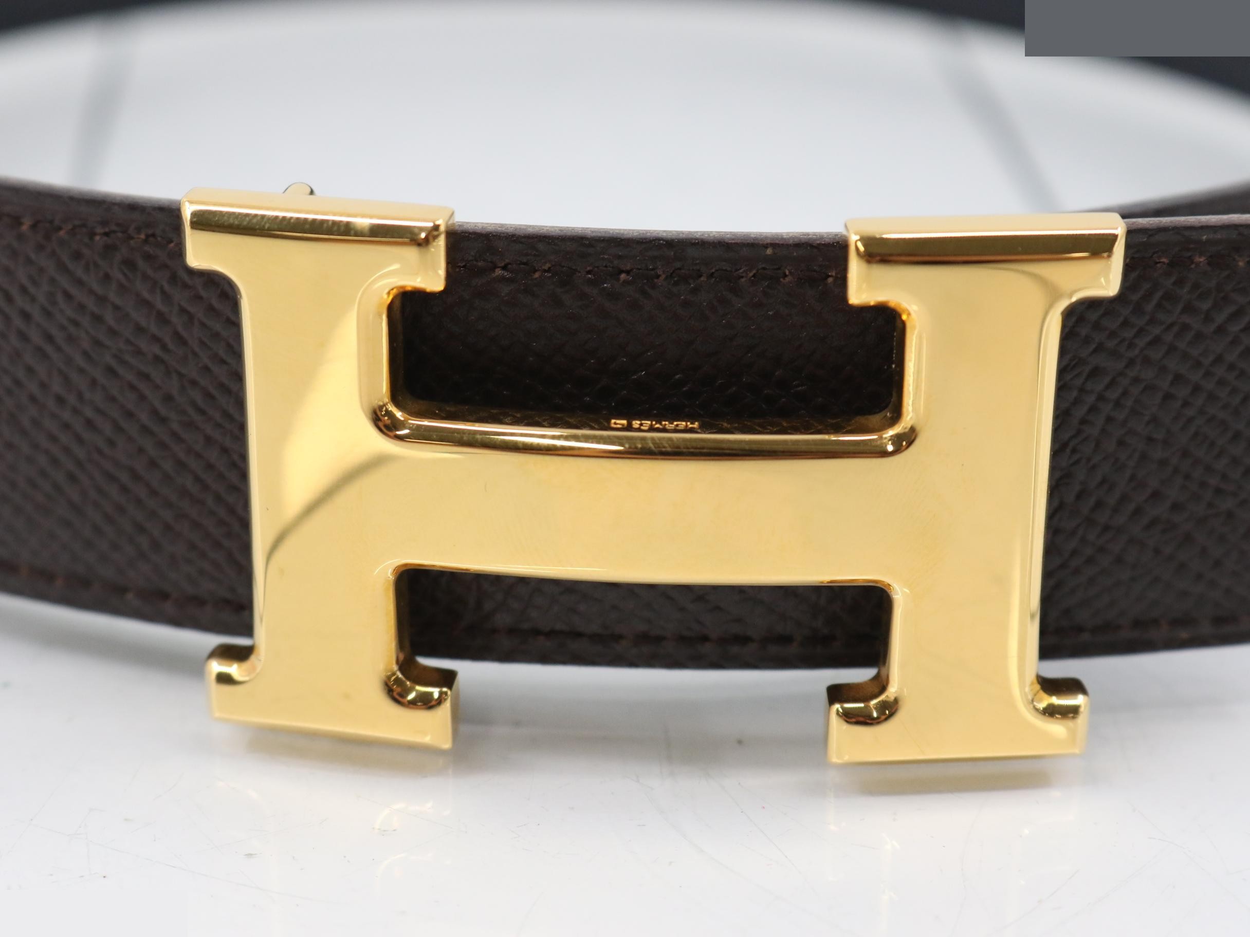 Constance Belt, Brown/Navy, Courchevel Leather, Z Stamp — view 3