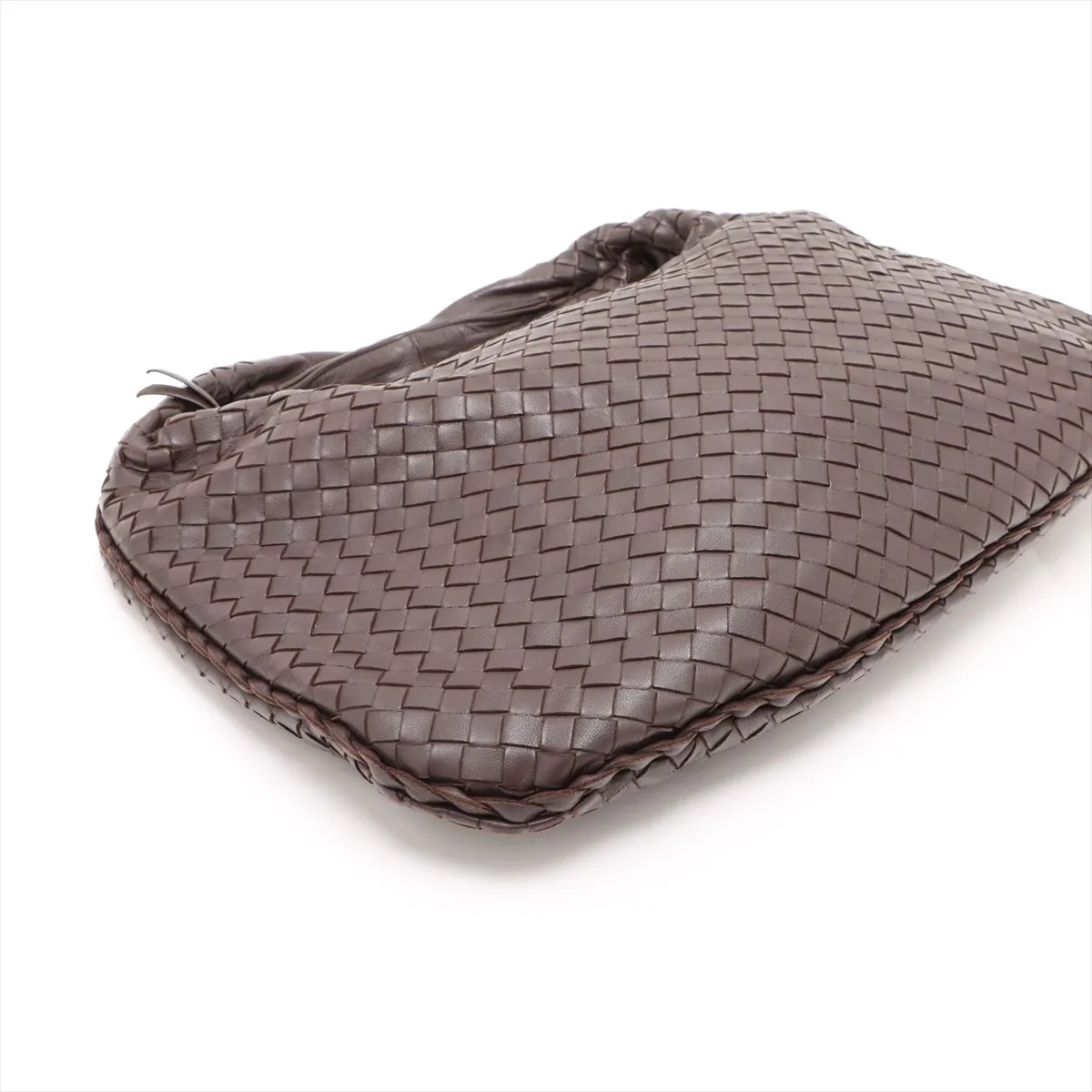 Intrecciato Hobo Leather Shoulder Bag Brown 115653 with Mirror — view 4