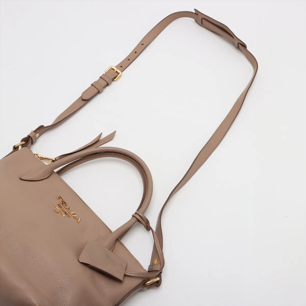 Vitello Dino Leather 2WAY Handbag Beige — view 7