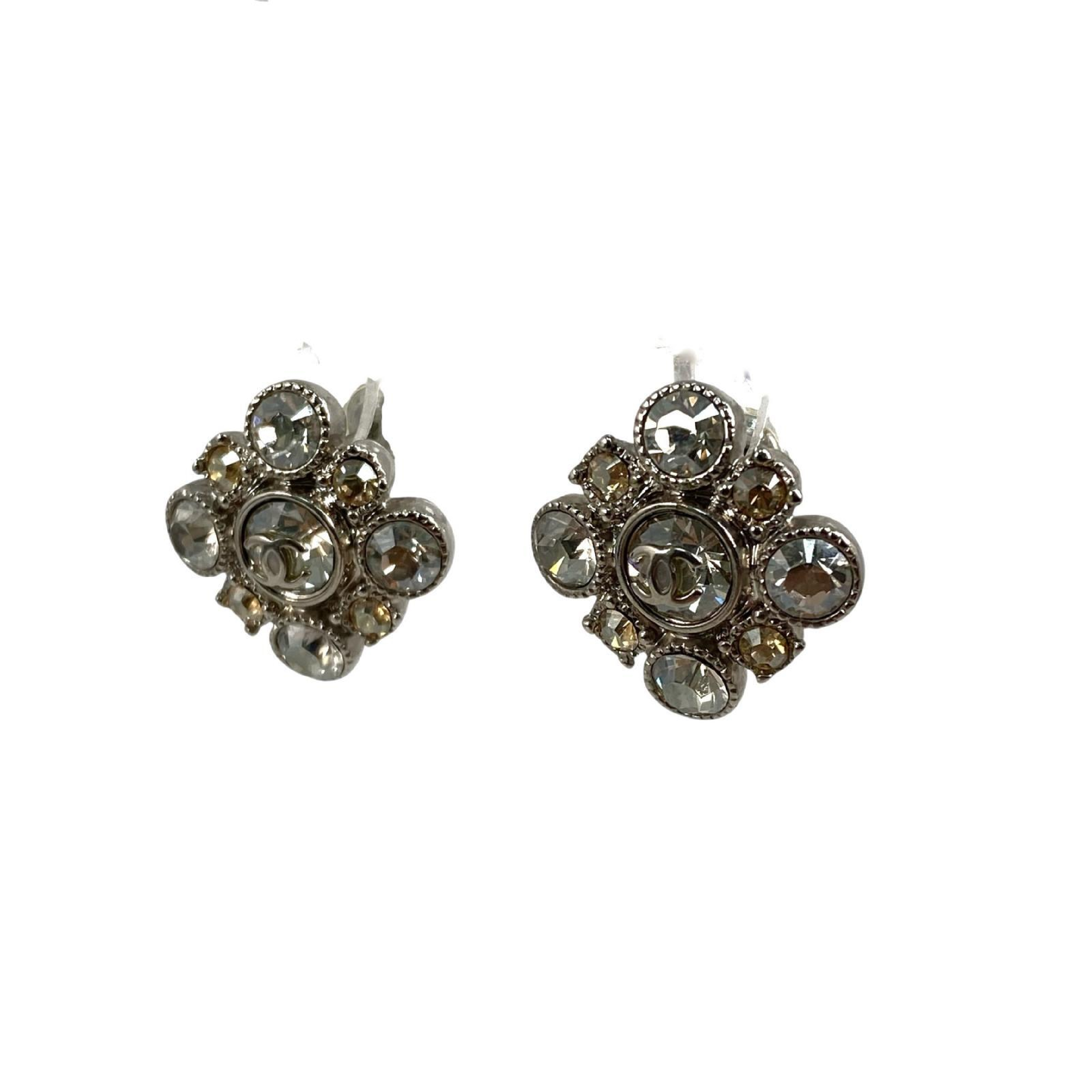 【*Shipped from: Hong Kong*】CHANEL ( ) Silver-colored Metal/Rhinestone Coco Mark A12W Earrings — view 2