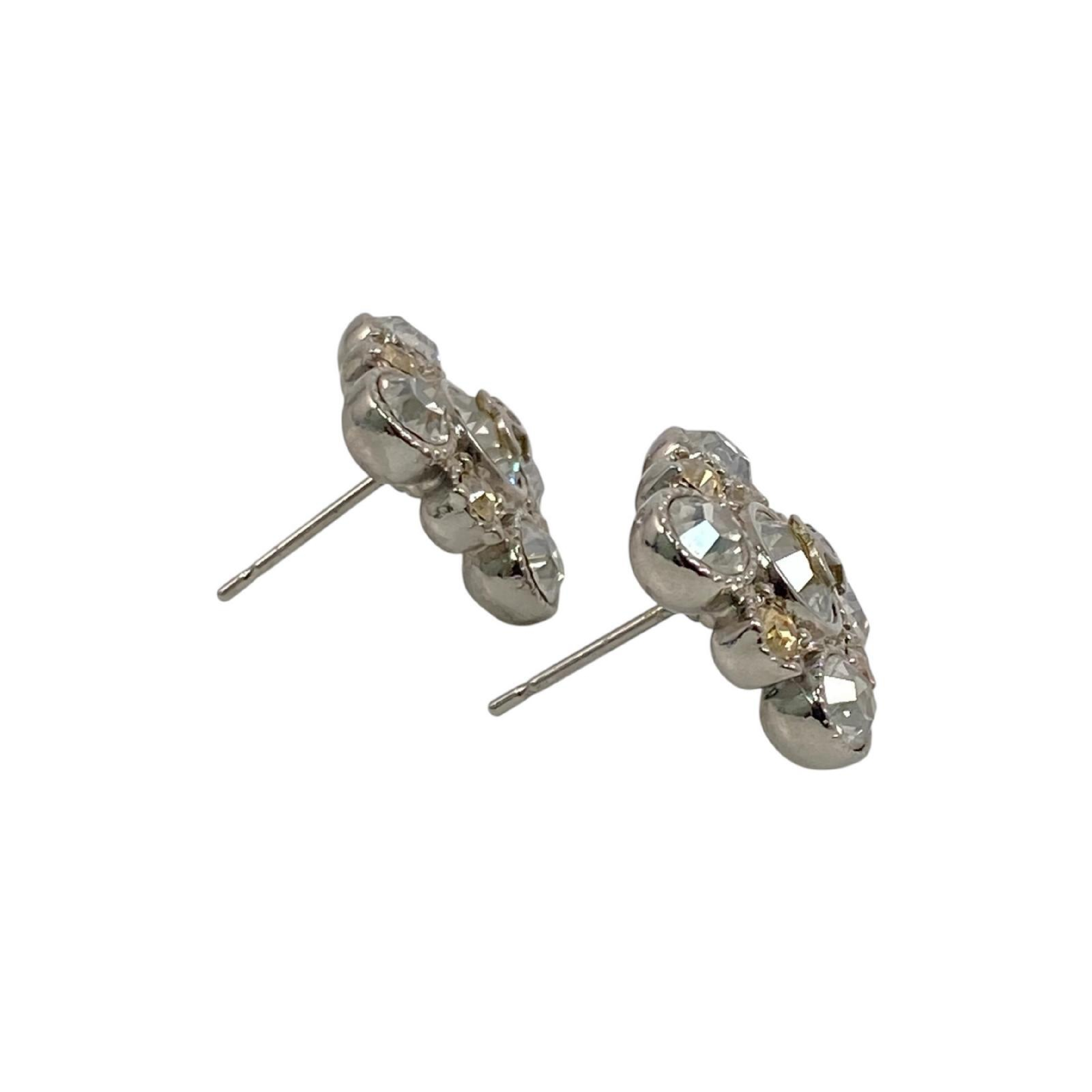 【*Shipped from: Hong Kong*】CHANEL ( ) Silver-colored Metal/Rhinestone Coco Mark A12W Earrings — view 5