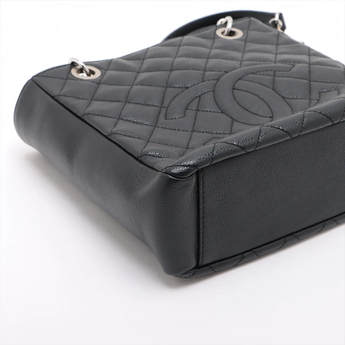 PST caviar skin chain tote bag black silver hardware 15512864 15th series — view 4