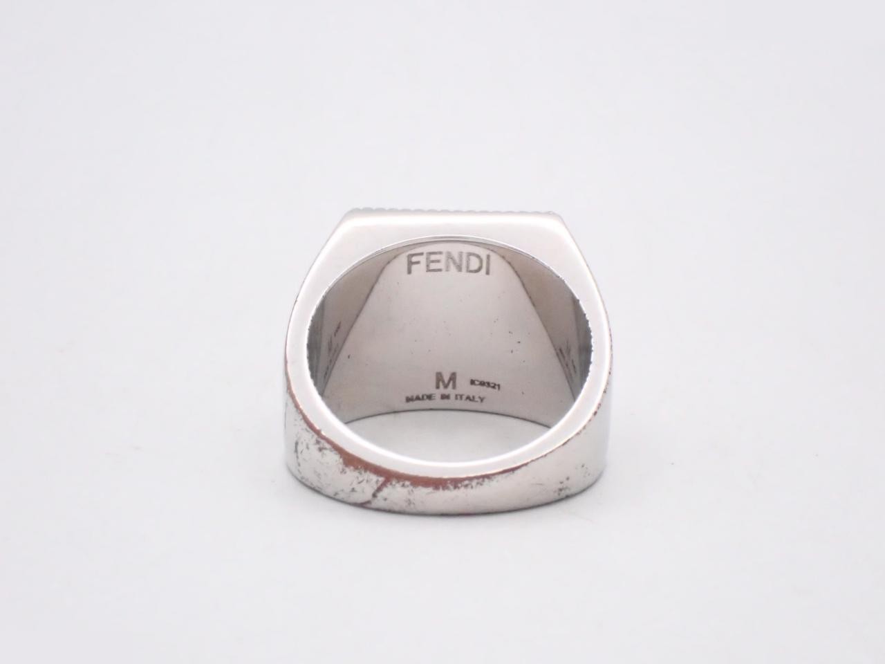 Box included. Fendi FF logo guilloché ring, size #21. — view 2