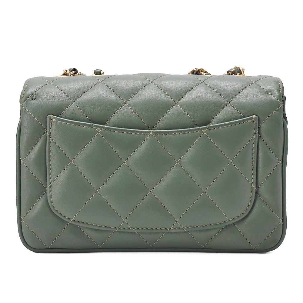 Lambskin Matelassé Single Flap Chain Shoulder Bag — view 4