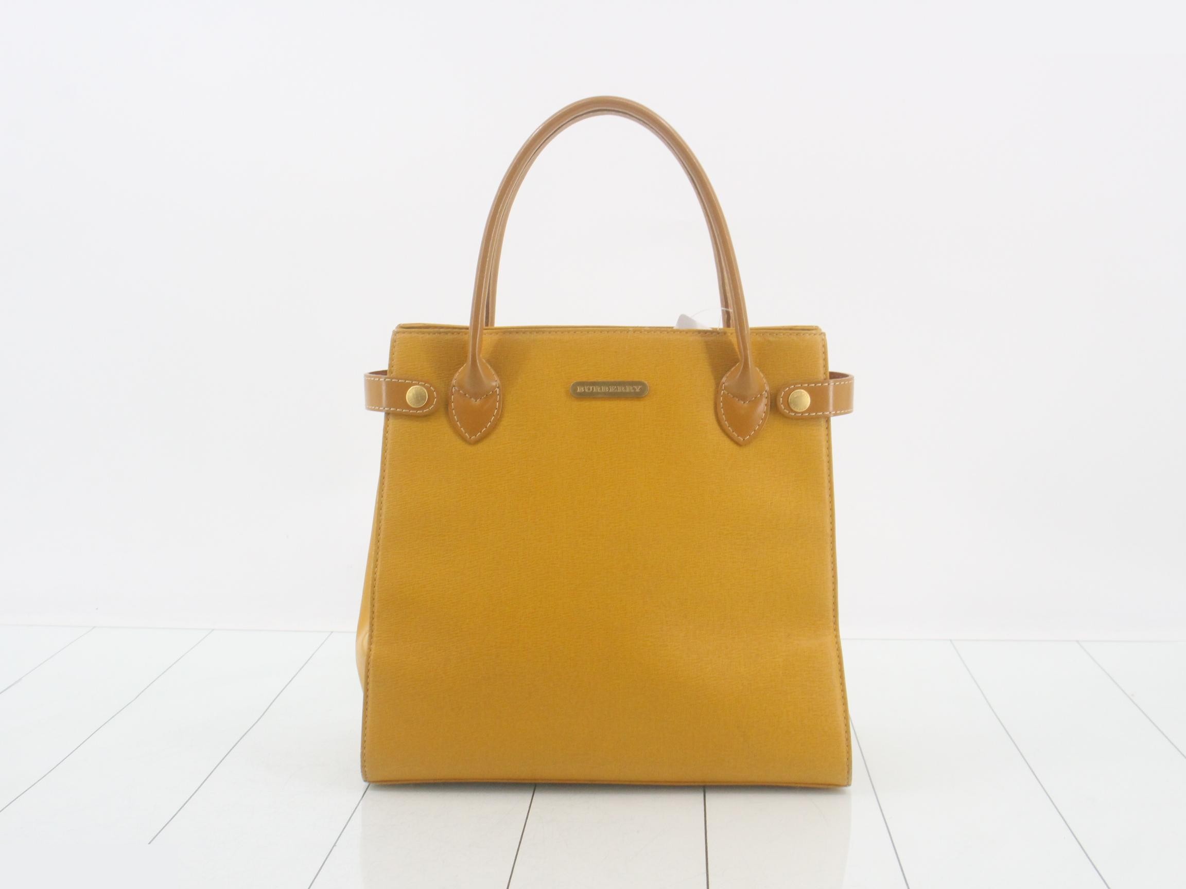 Leather tote bag, yellow
