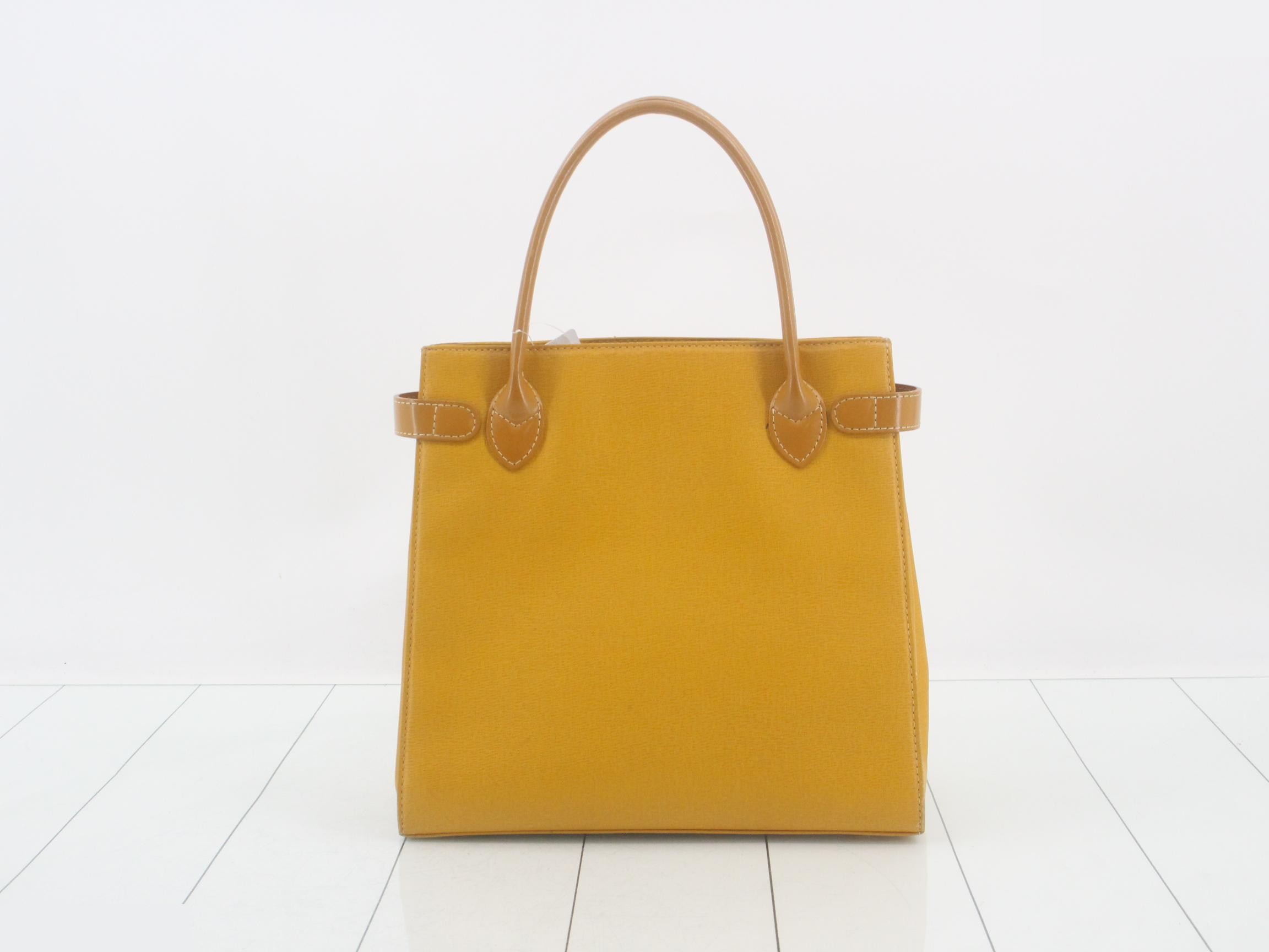 Leather tote bag, yellow — view 2