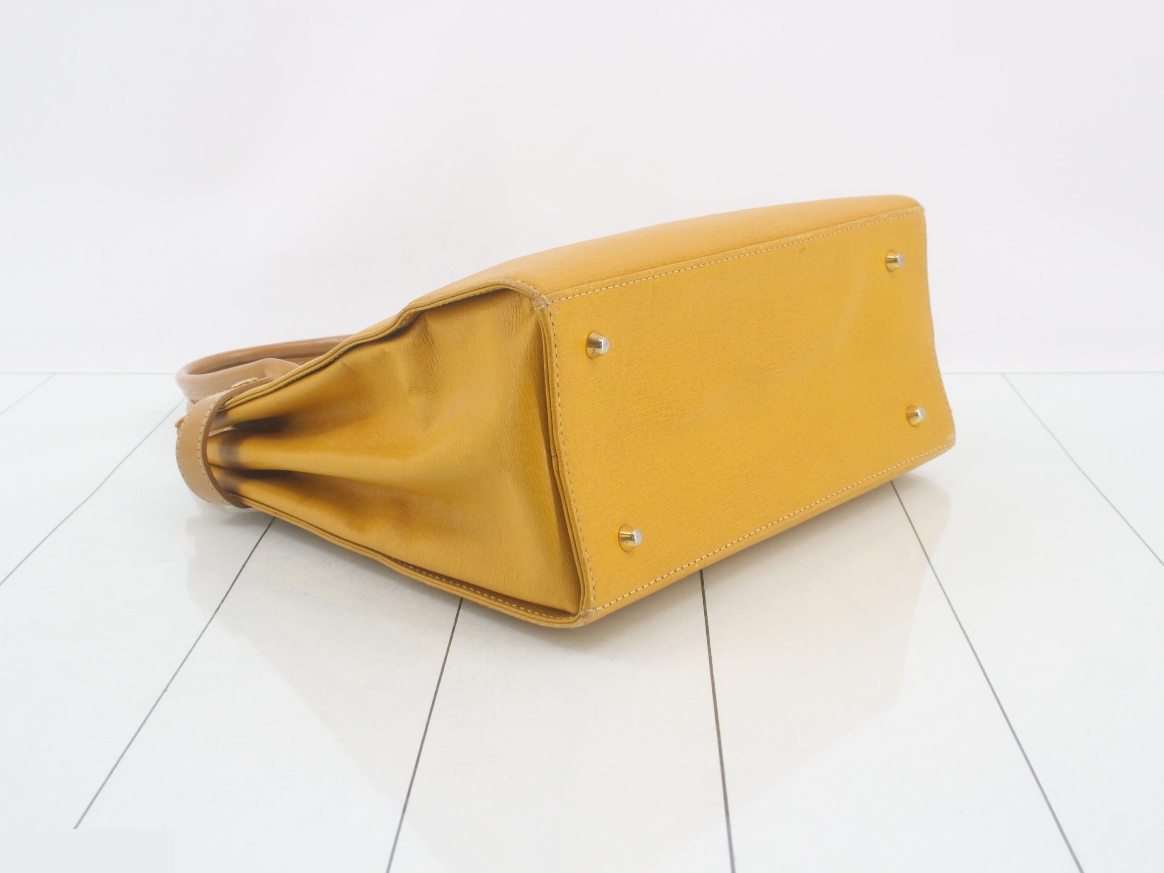 Leather tote bag, yellow — view 5