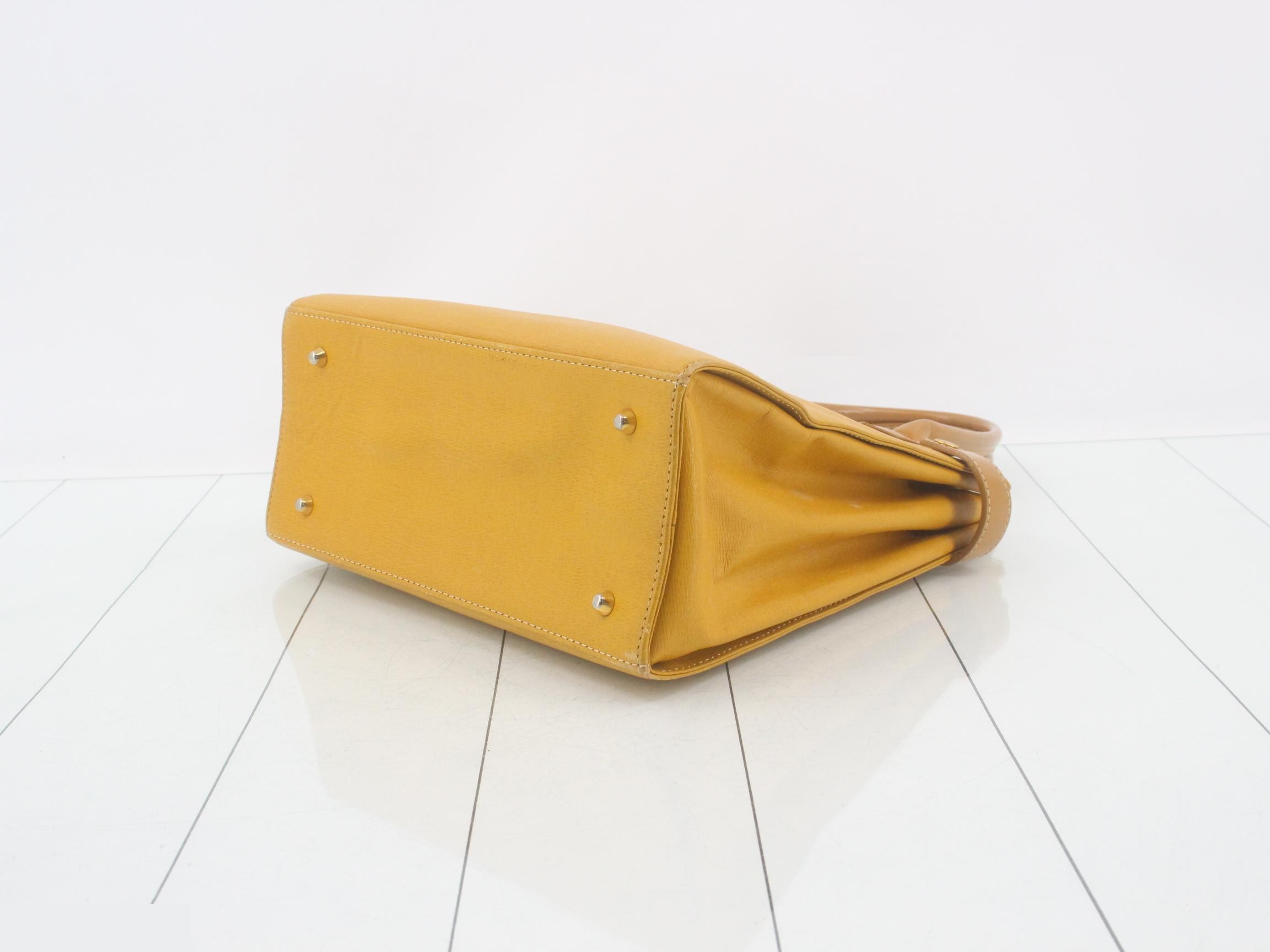 Leather tote bag, yellow — view 6