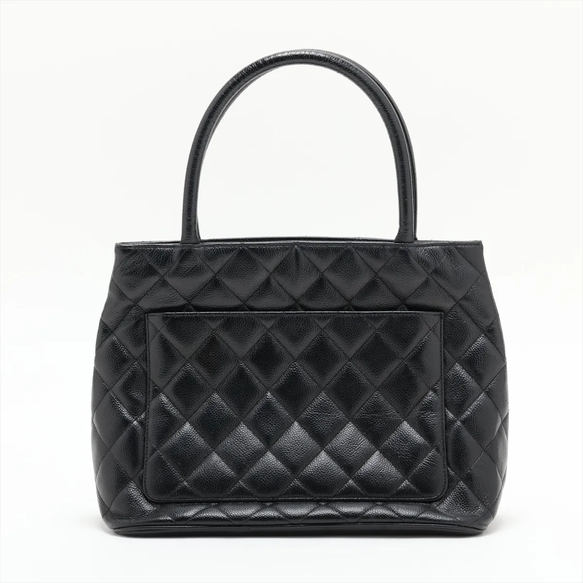 reissue caviar leather tote bag, black with gold hardware. — view 2